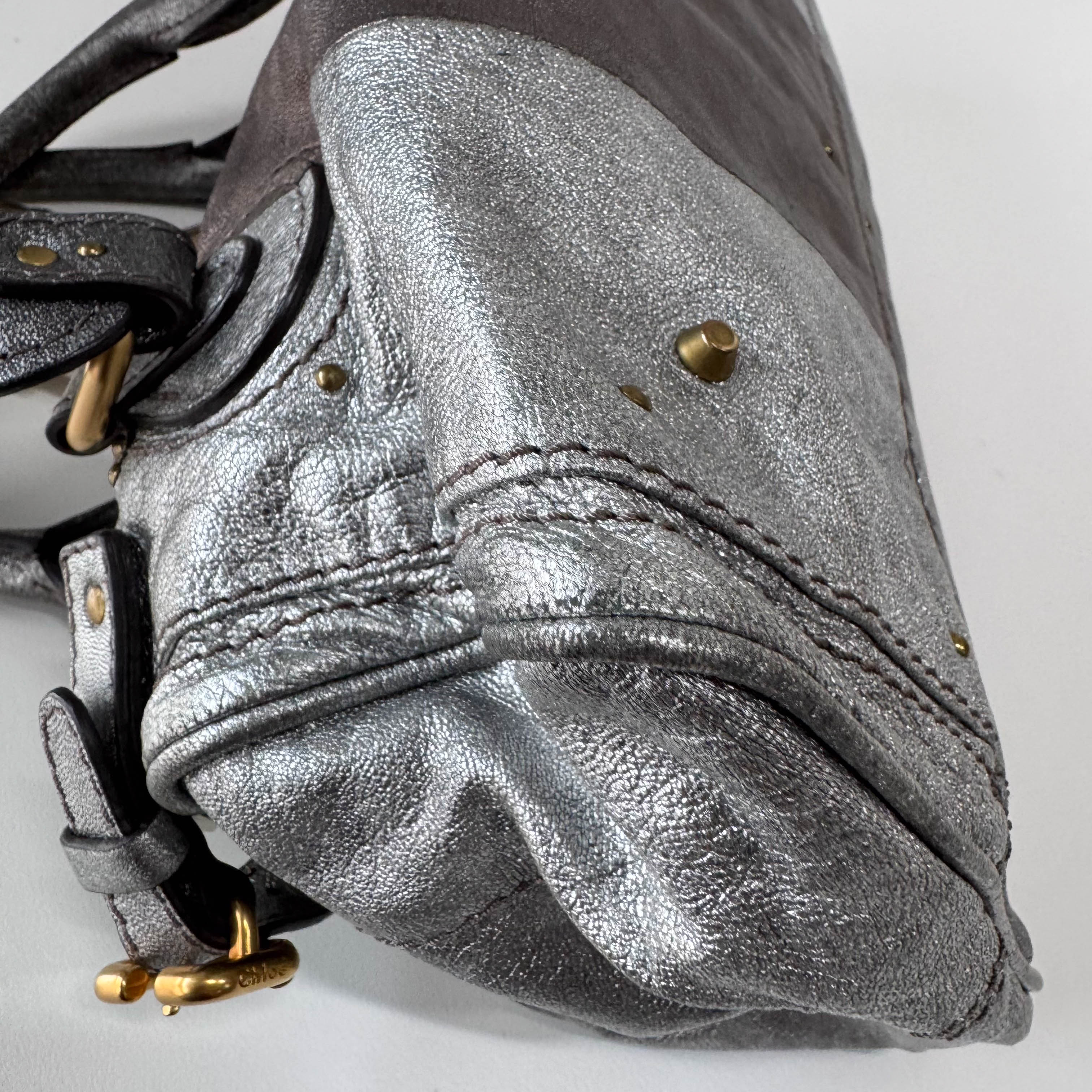 Paddington Silver Leather Bag