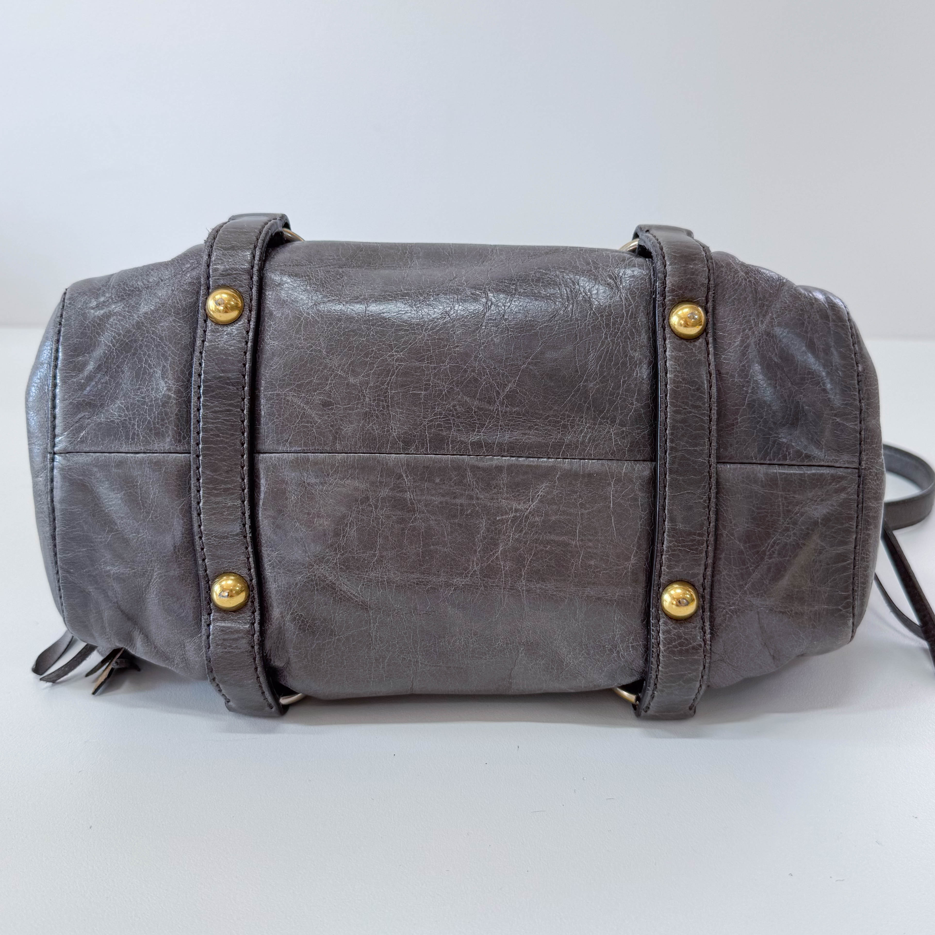 Vitello Mini Grey Leather Shoulder Bag