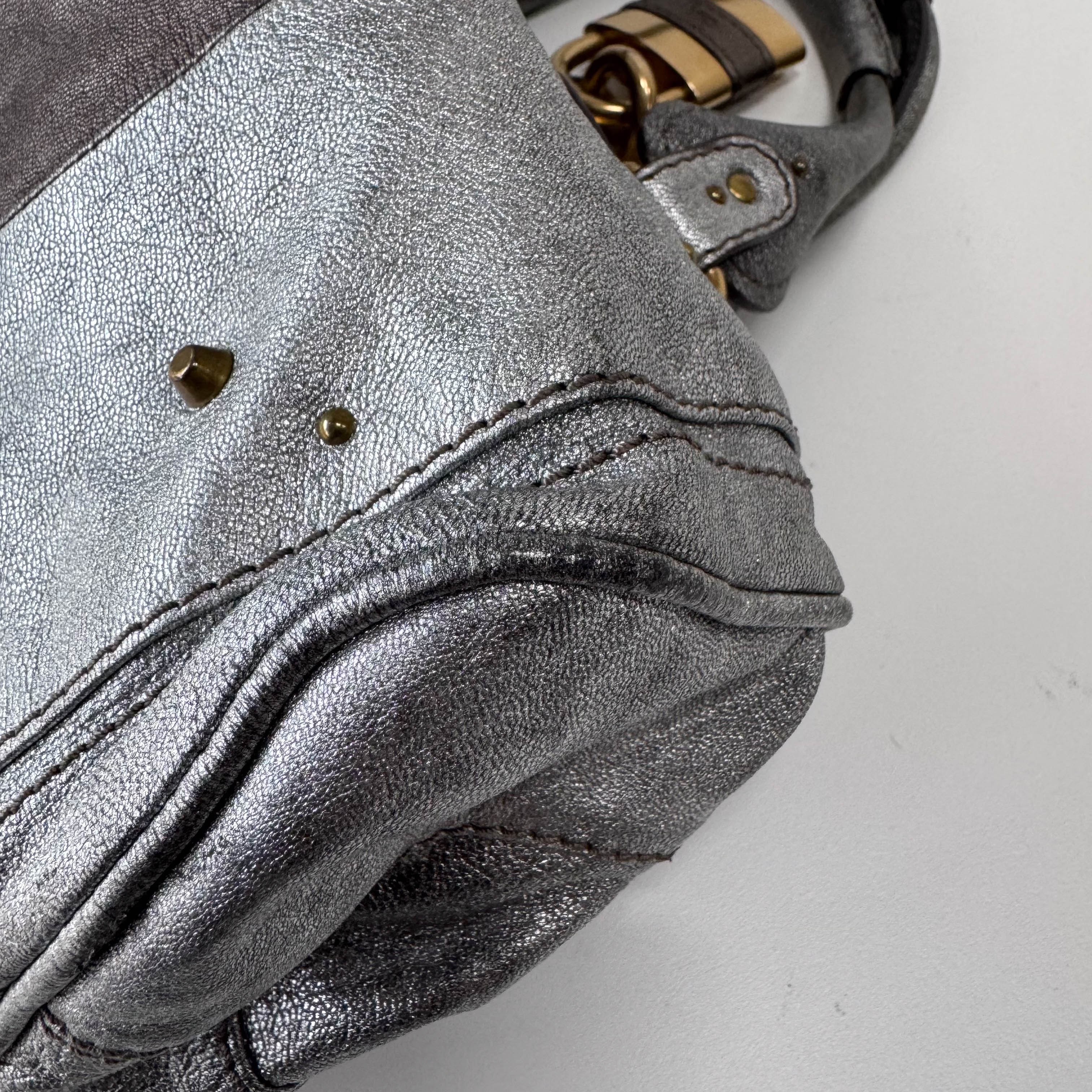 Paddington Silver Leather Bag