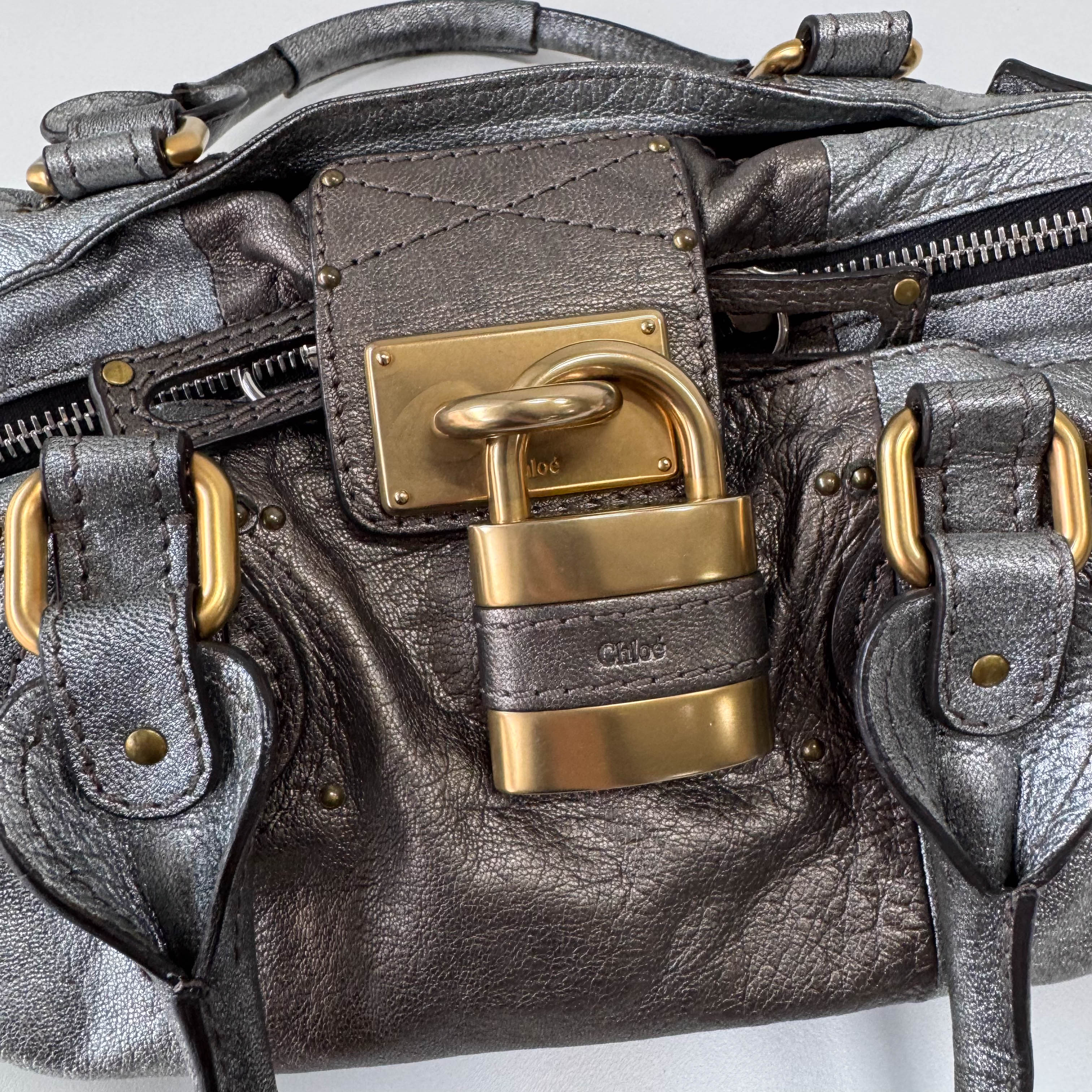 Paddington Silver Leather Bag