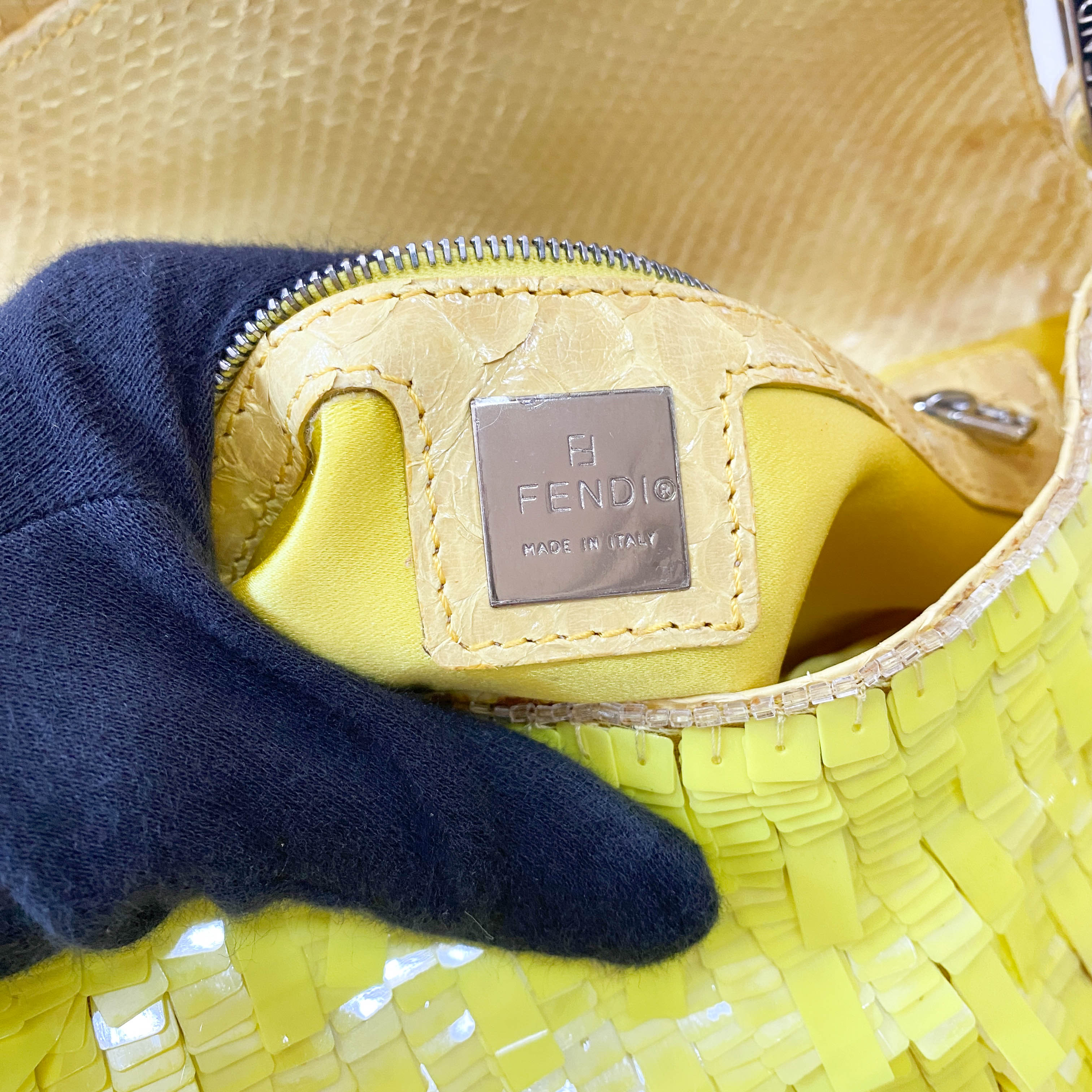 Baguette Yellow Sequin Shoulder Bag