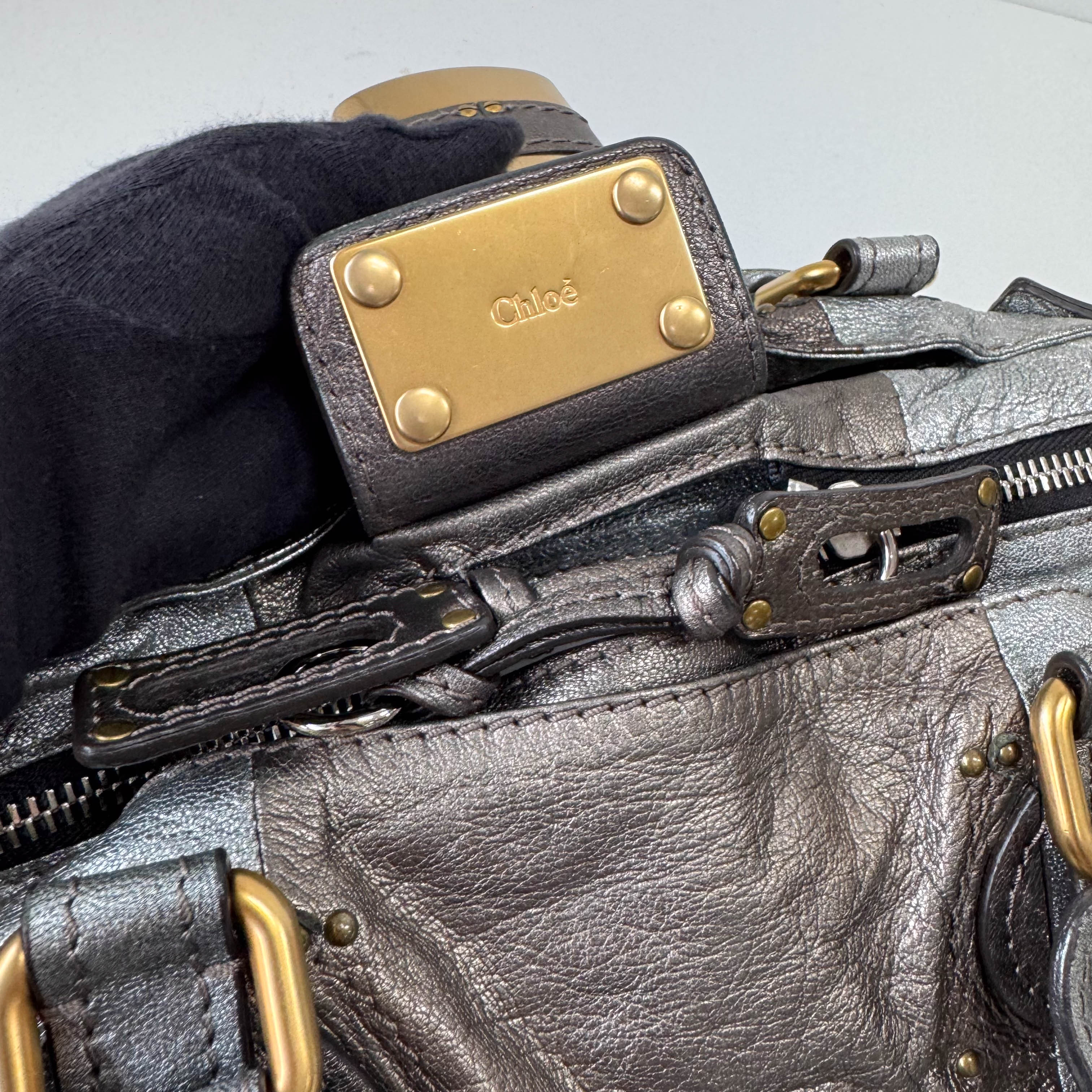 Paddington Silver Leather Bag