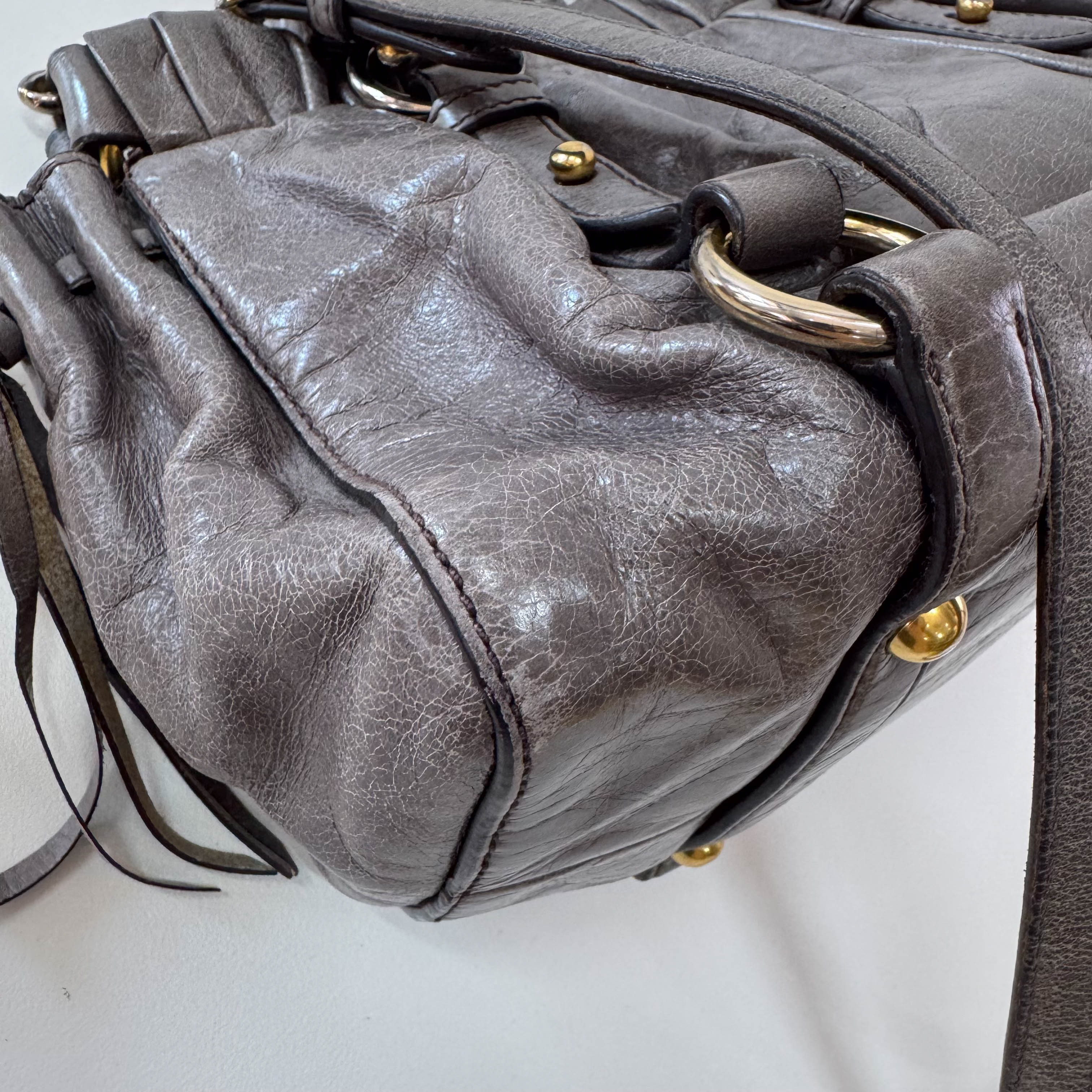 Vitello Mini Grey Leather Shoulder Bag