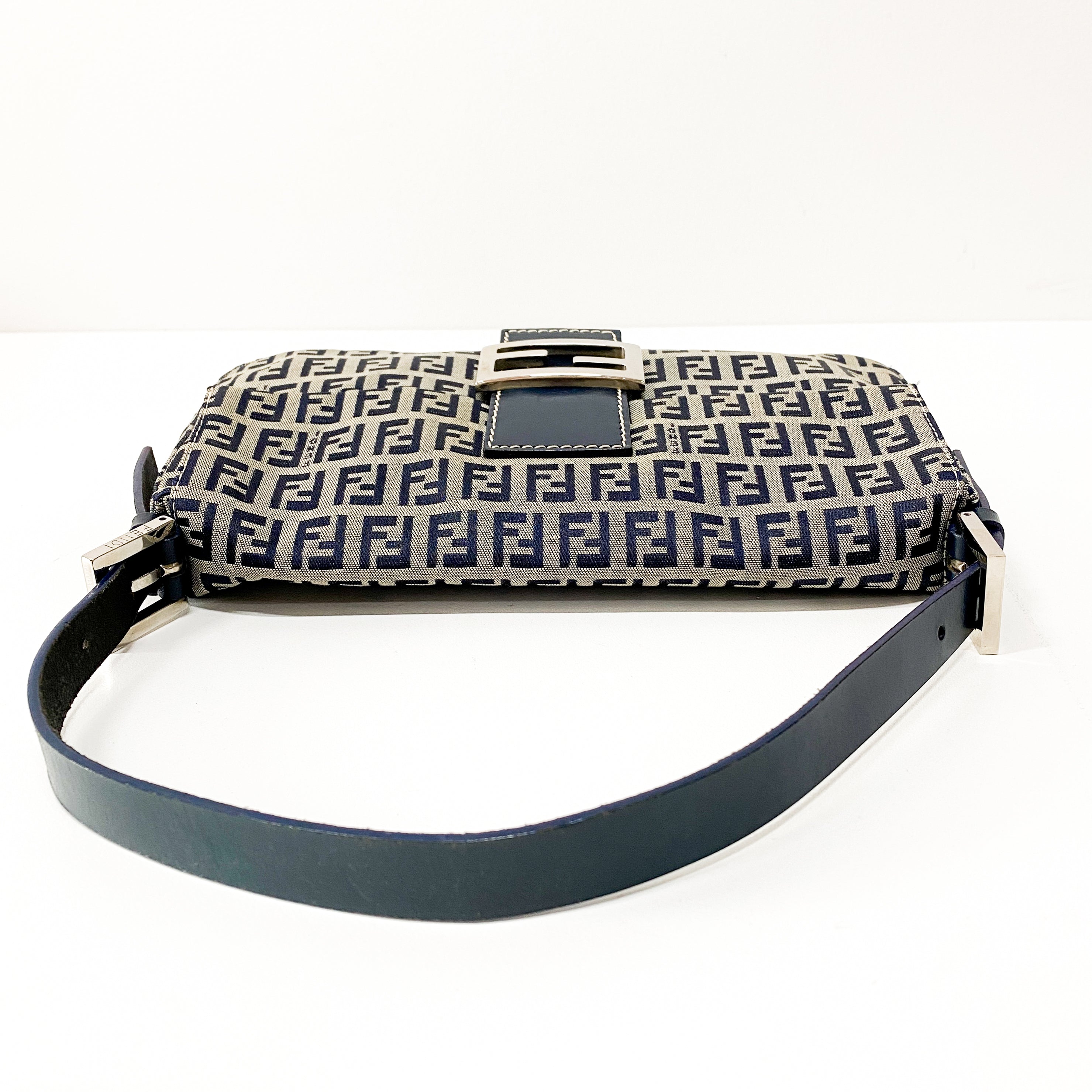 Zucchino Baguette Grey Coated Canvas Shoulder Bag