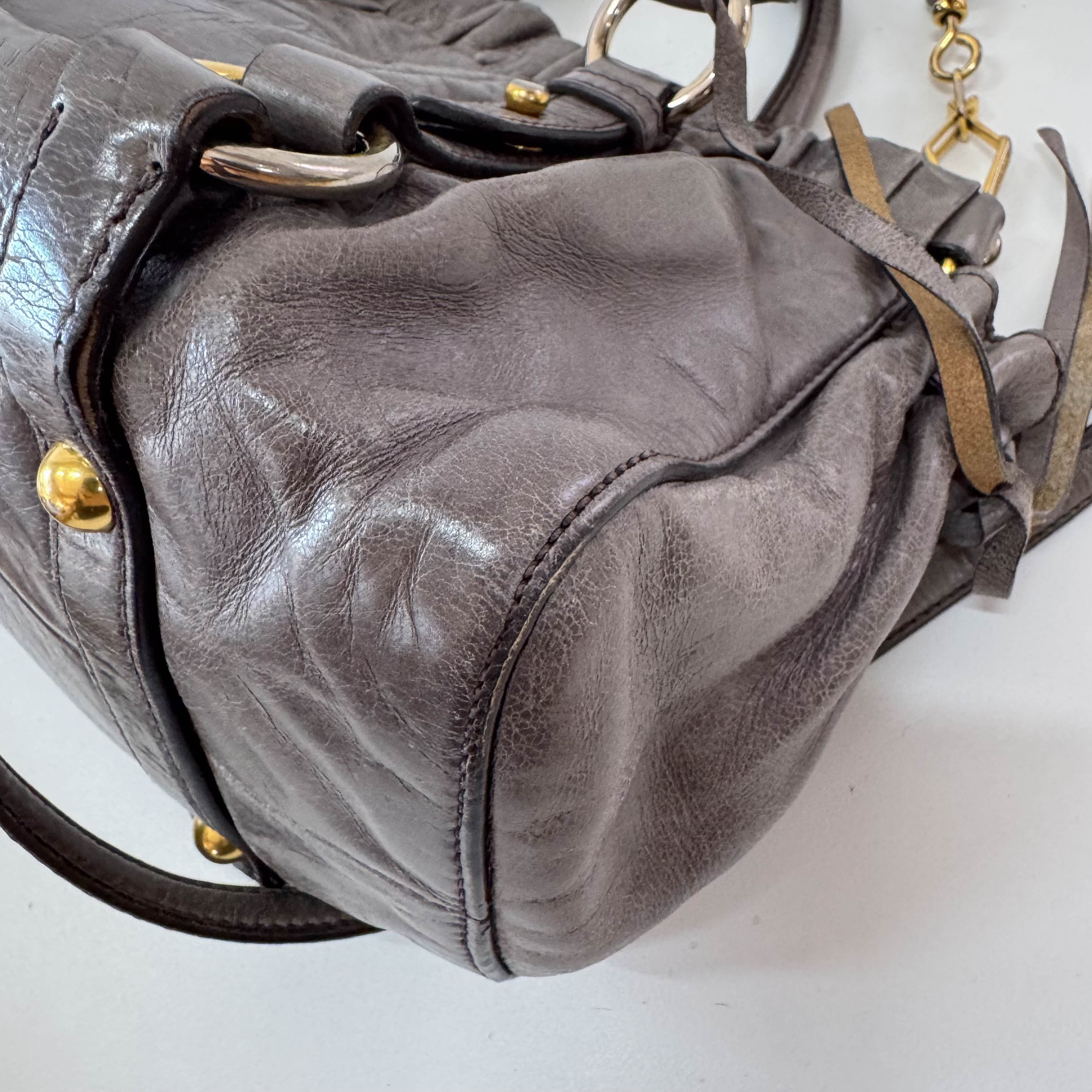 Vitello Mini Grey Leather Shoulder Bag