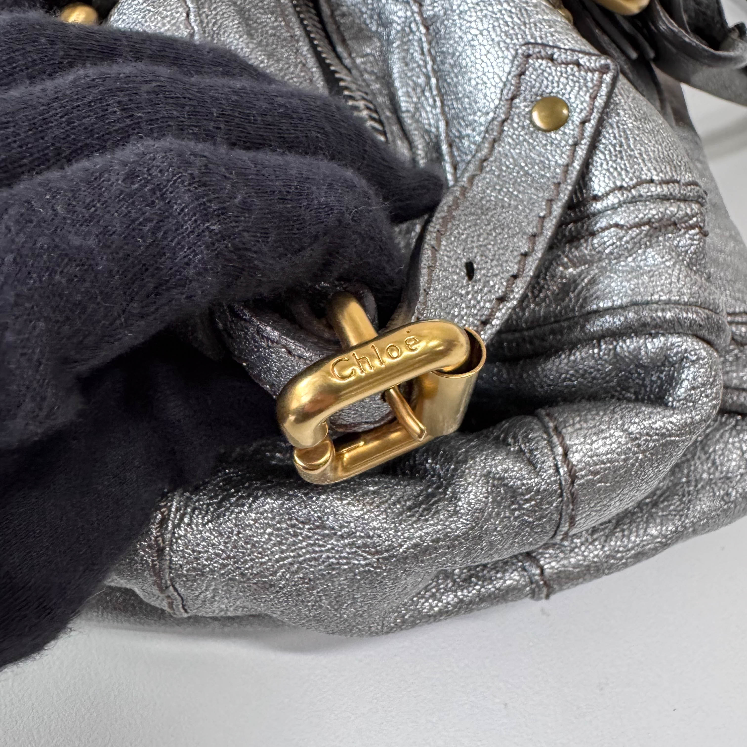 Paddington Silver Leather Bag