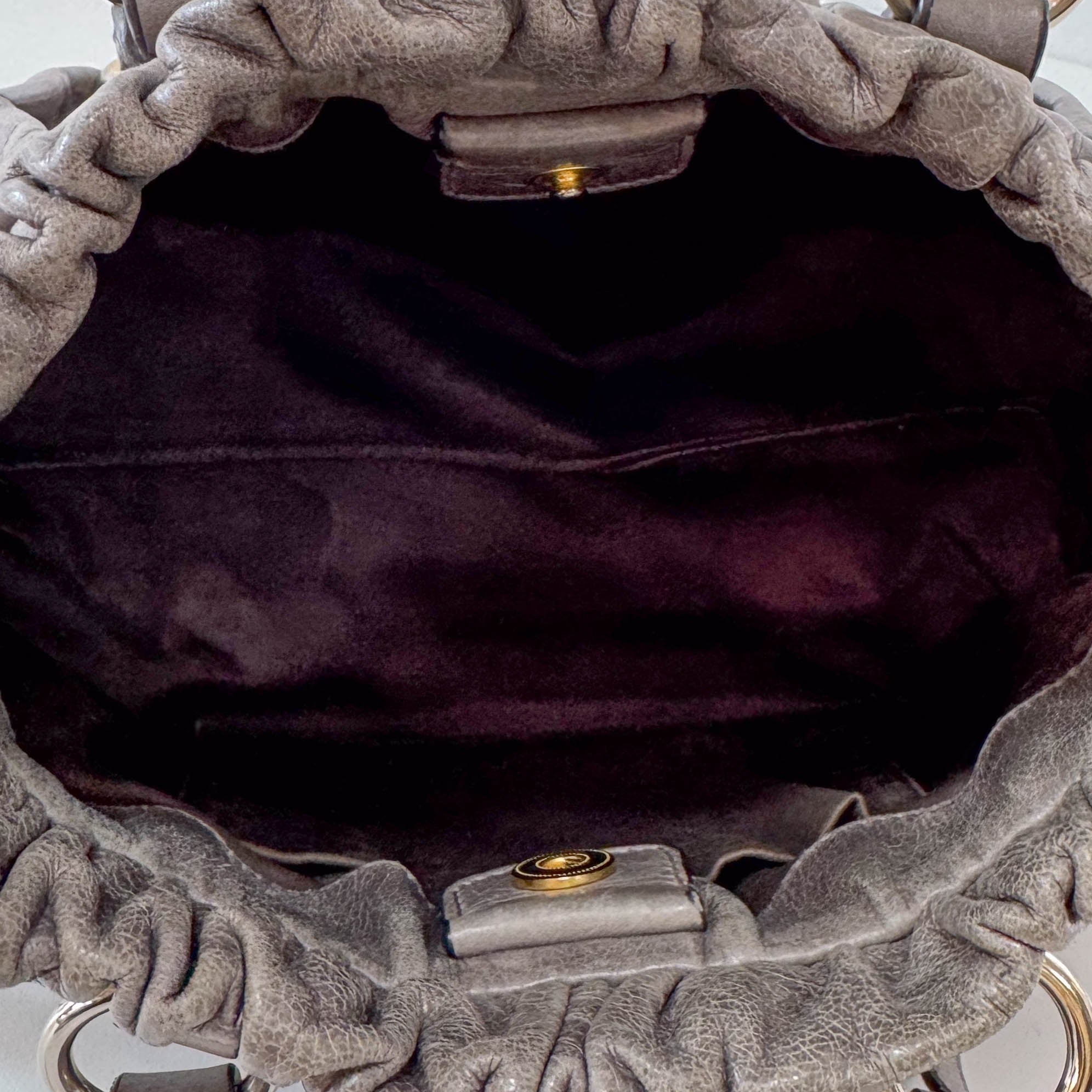 Vitello Mini Grey Leather Shoulder Bag