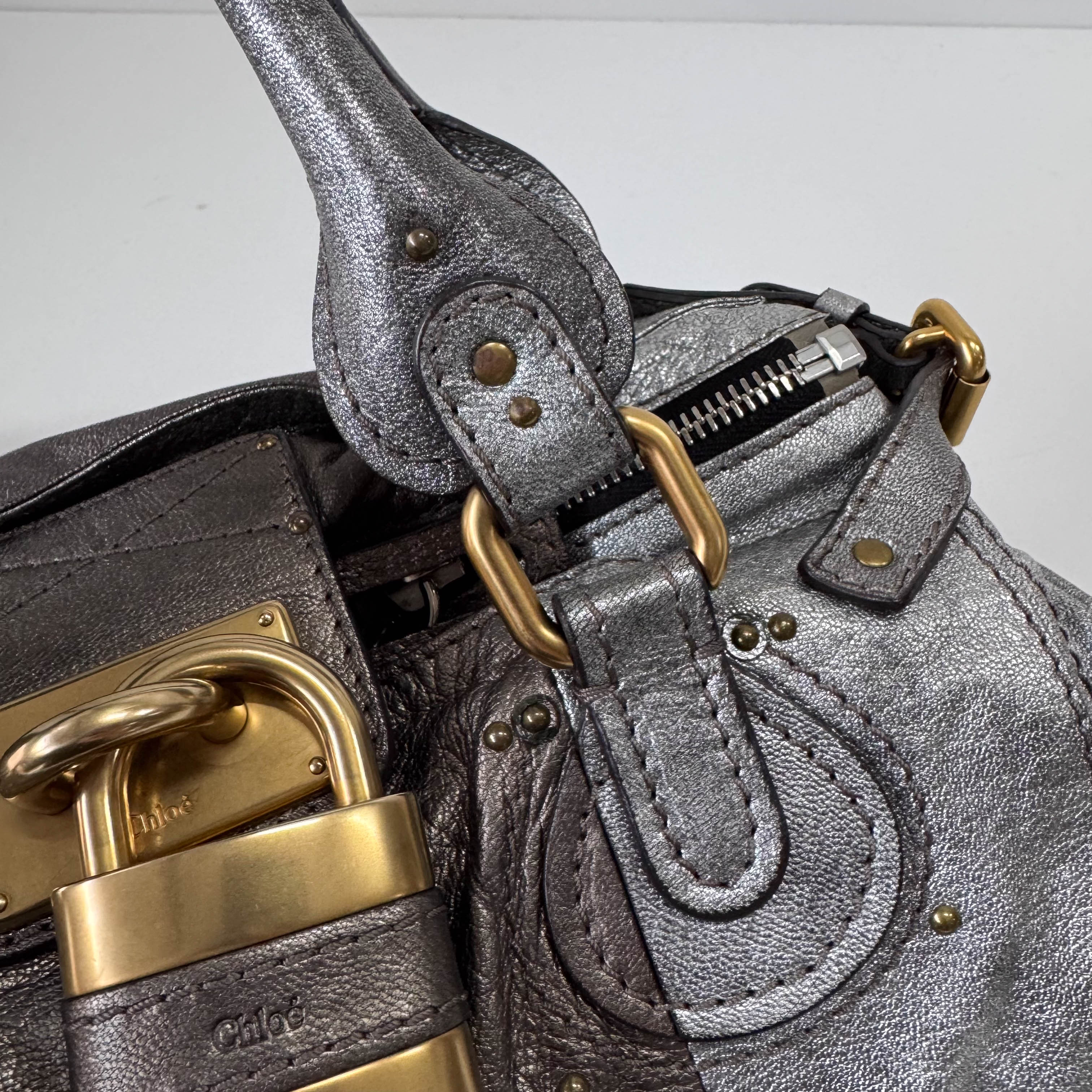 Paddington Silver Leather Bag