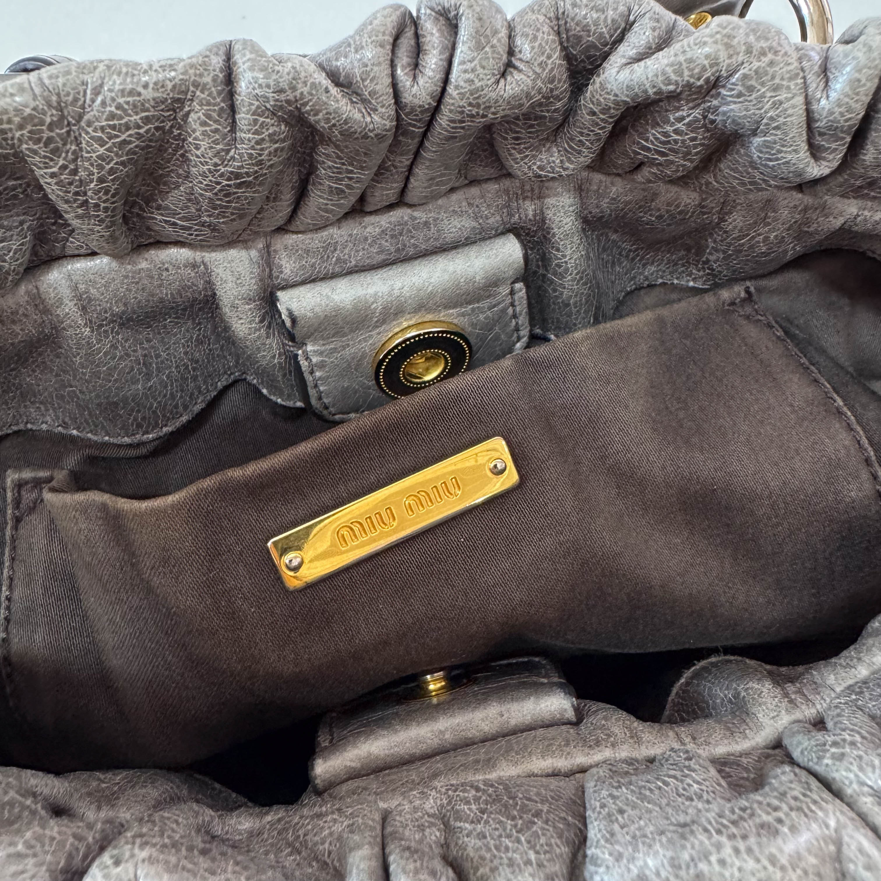 Vitello Mini Grey Leather Shoulder Bag