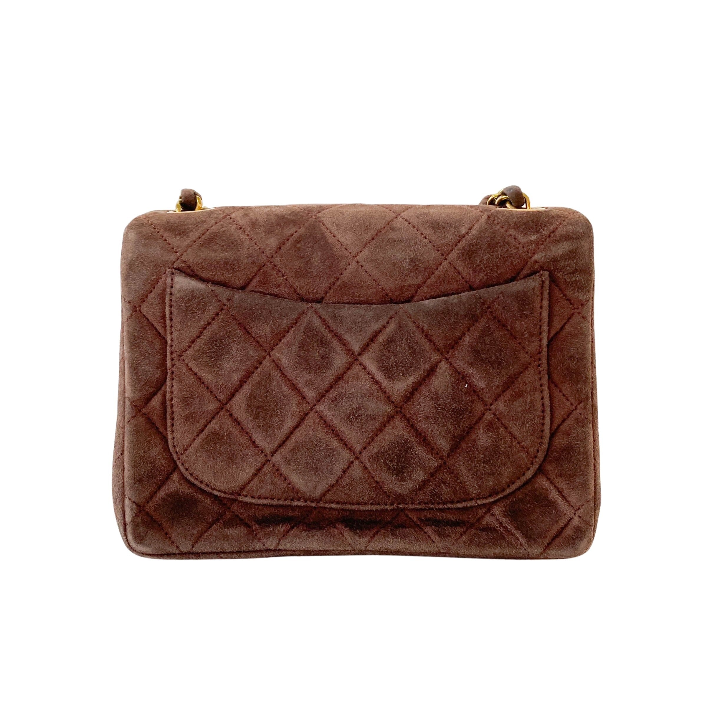 Matelassé Mini Brown Suede Bag