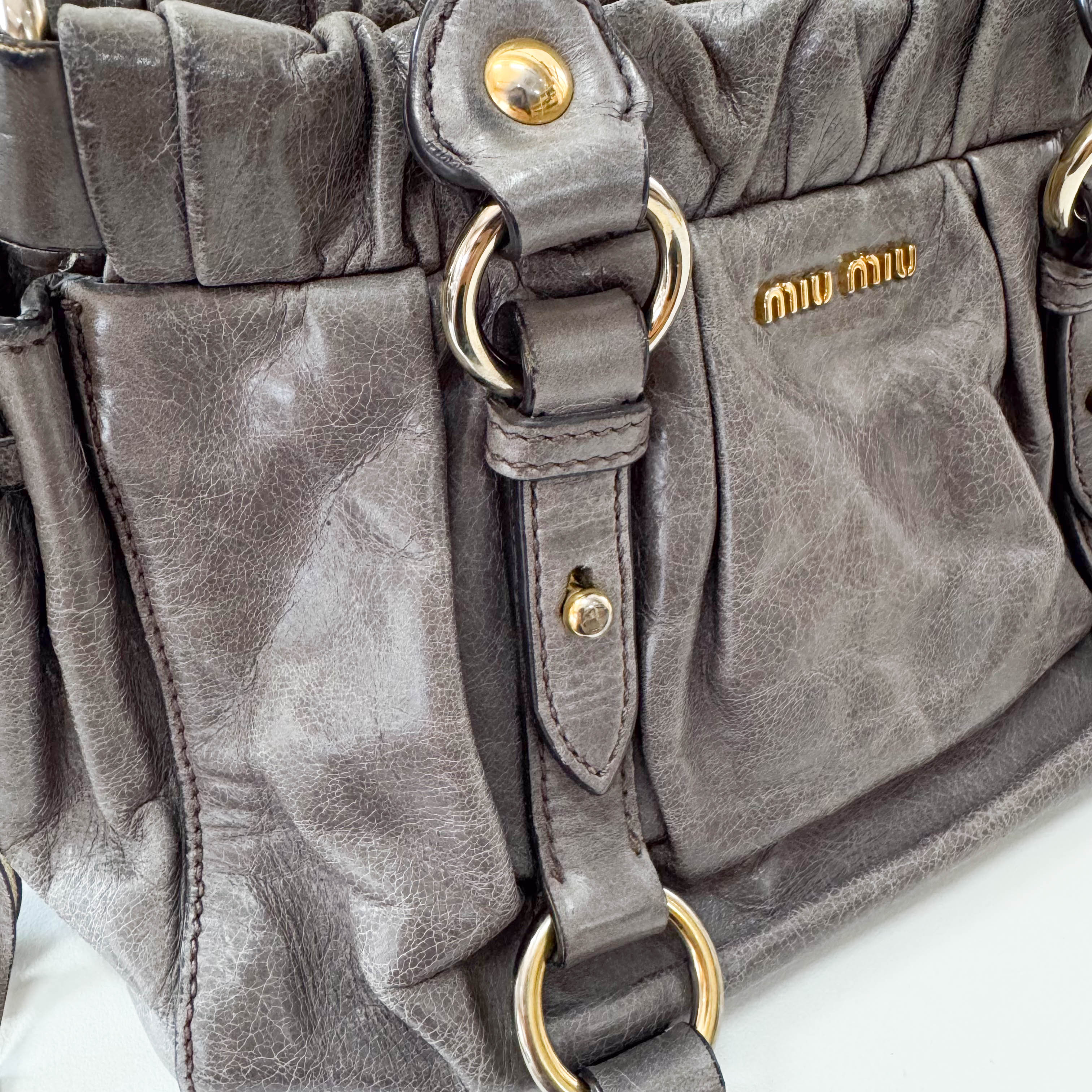 Vitello Mini Grey Leather Shoulder Bag