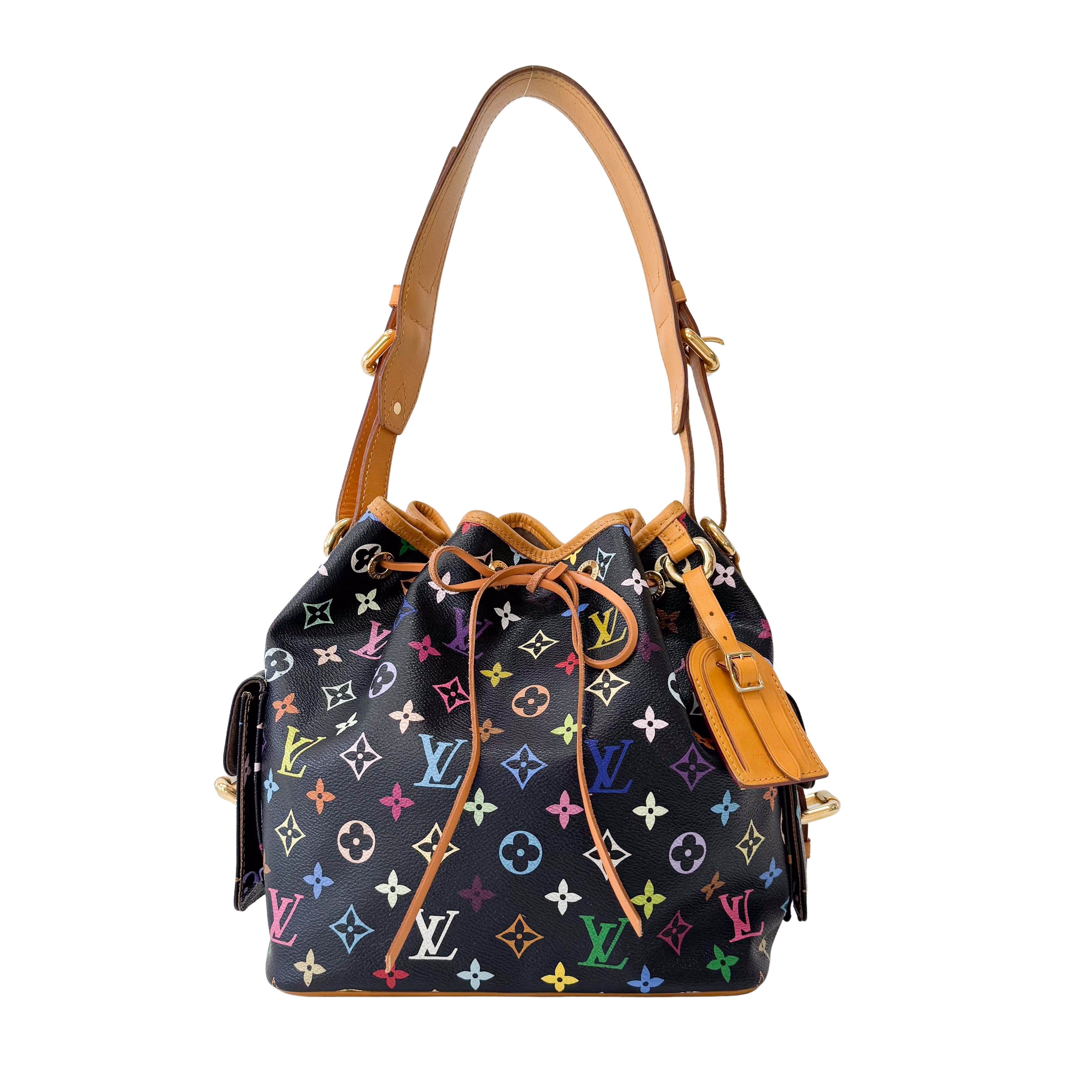 Takashi Murakami Black Monogram Multicolore Canvas Petit Noé