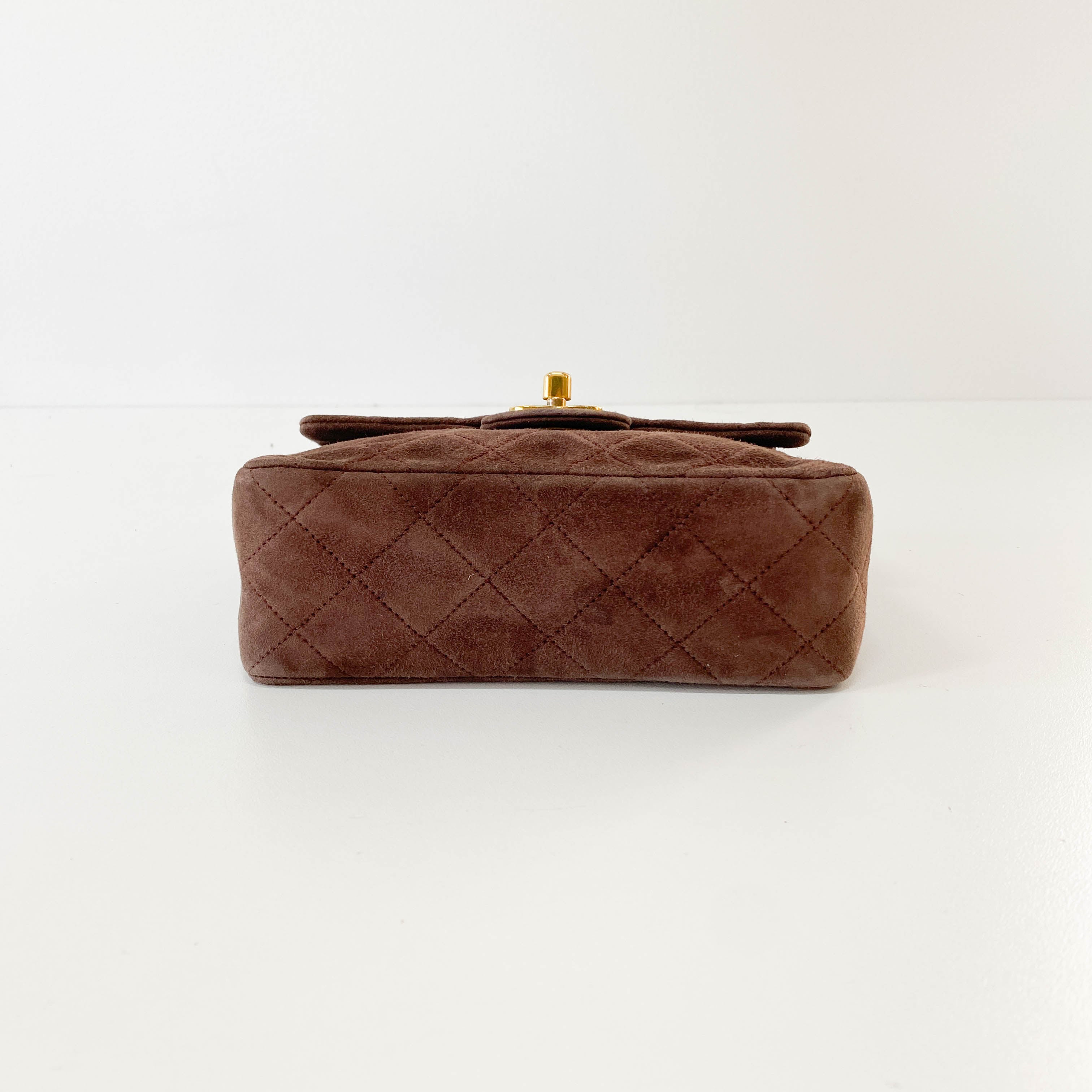 Matelassé Mini Brown Suede Bag