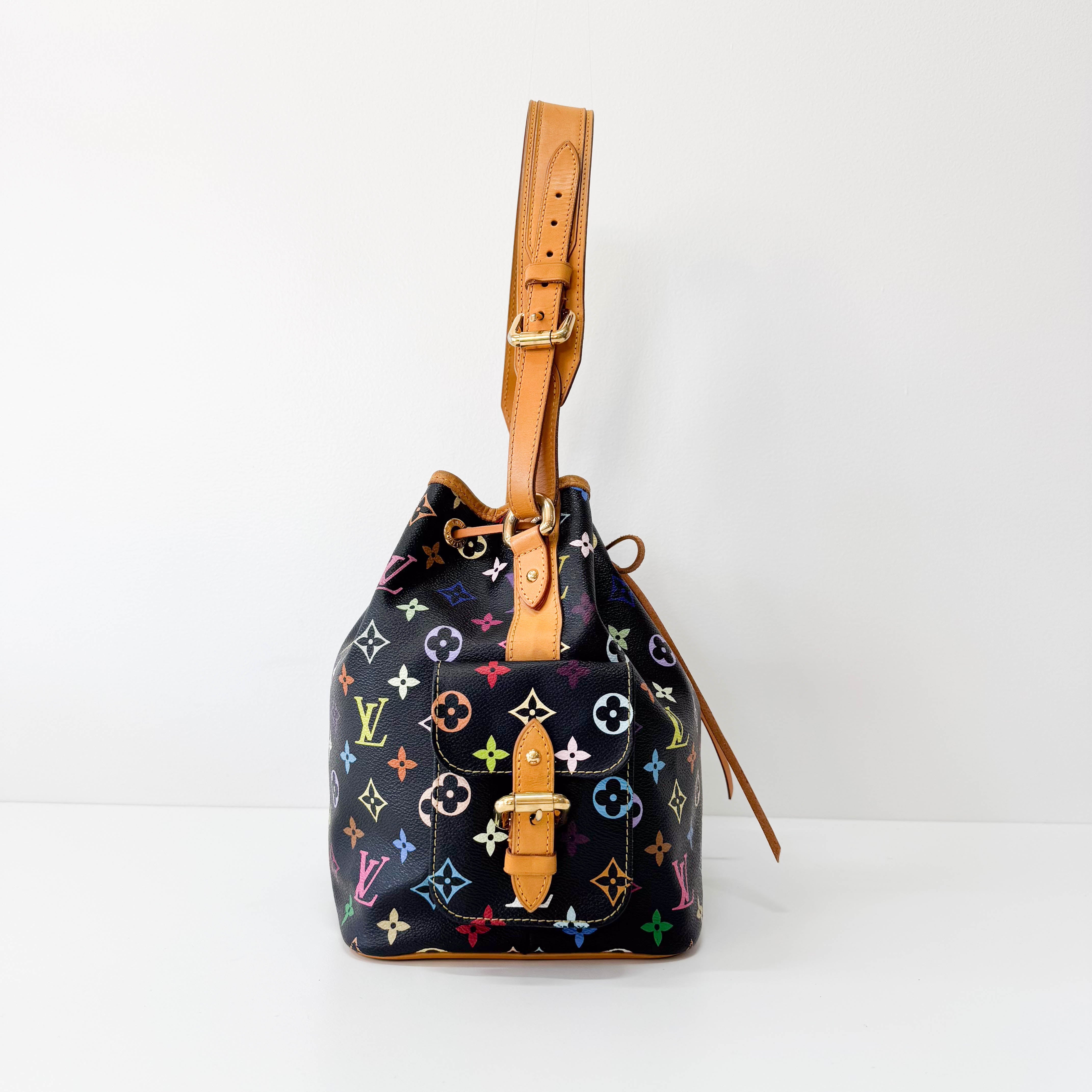 Takashi Murakami Black Monogram Multicolore Canvas Petit Noé