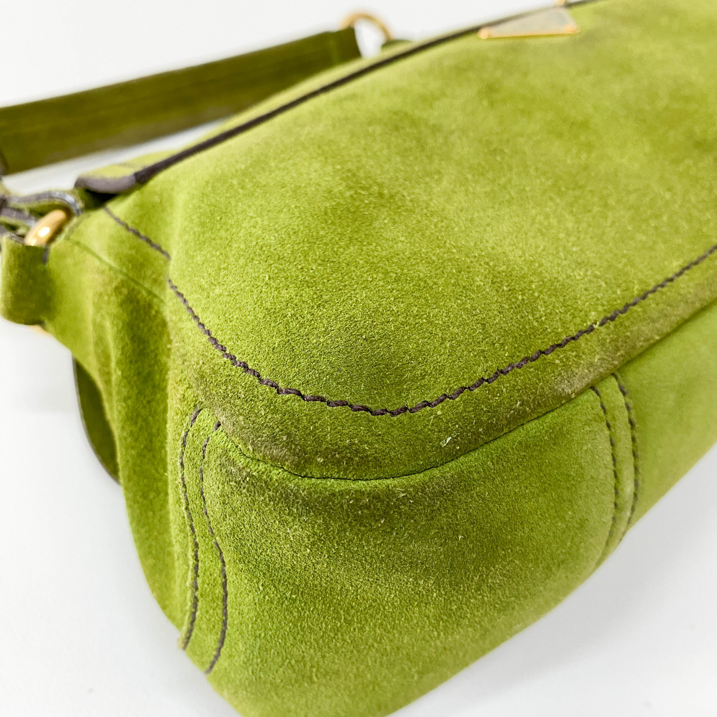 Green Suede Shoulder Bag
