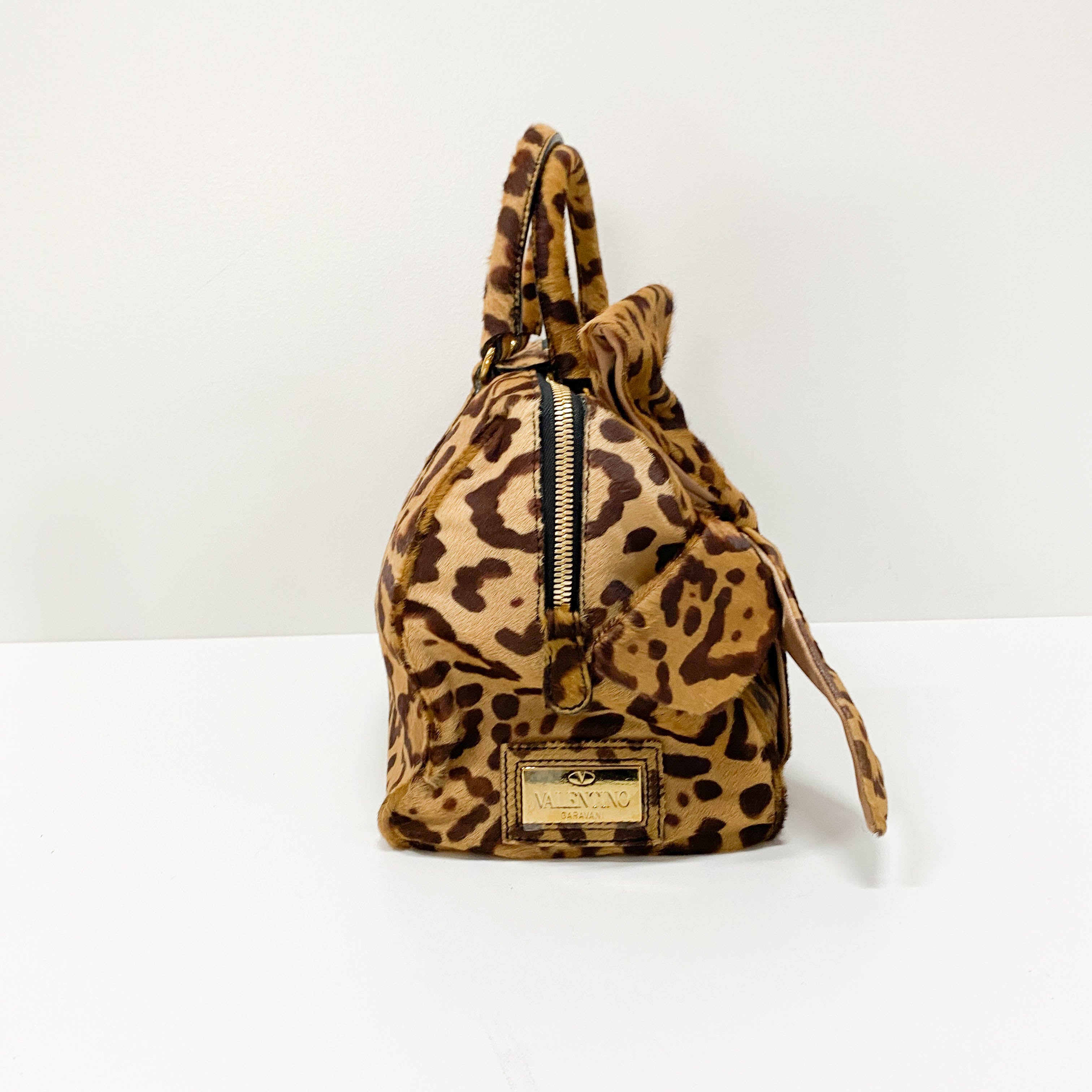 Bow Bag Brown Jaguar Calf Hair Hand Bag