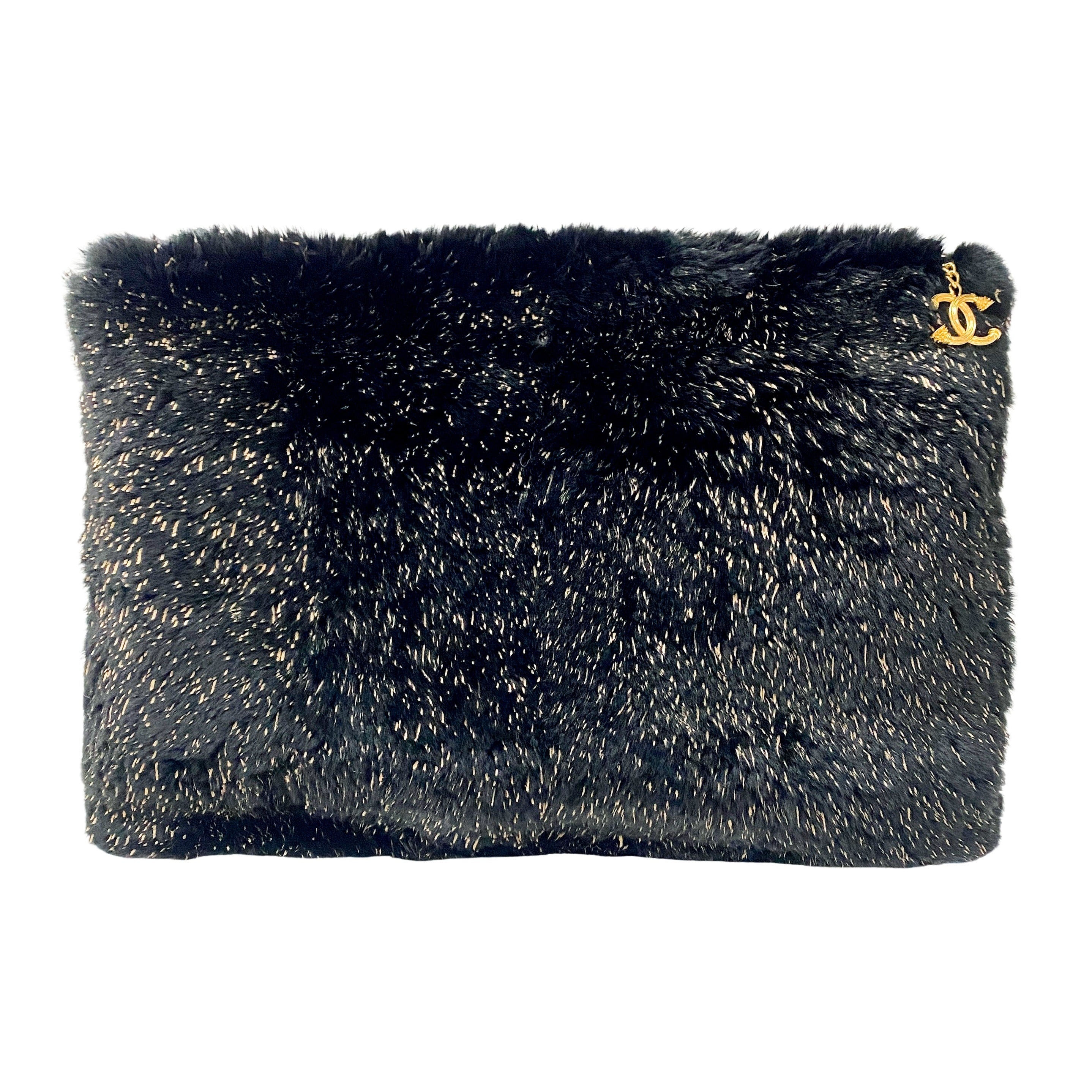 Black Fur Clutch Bag