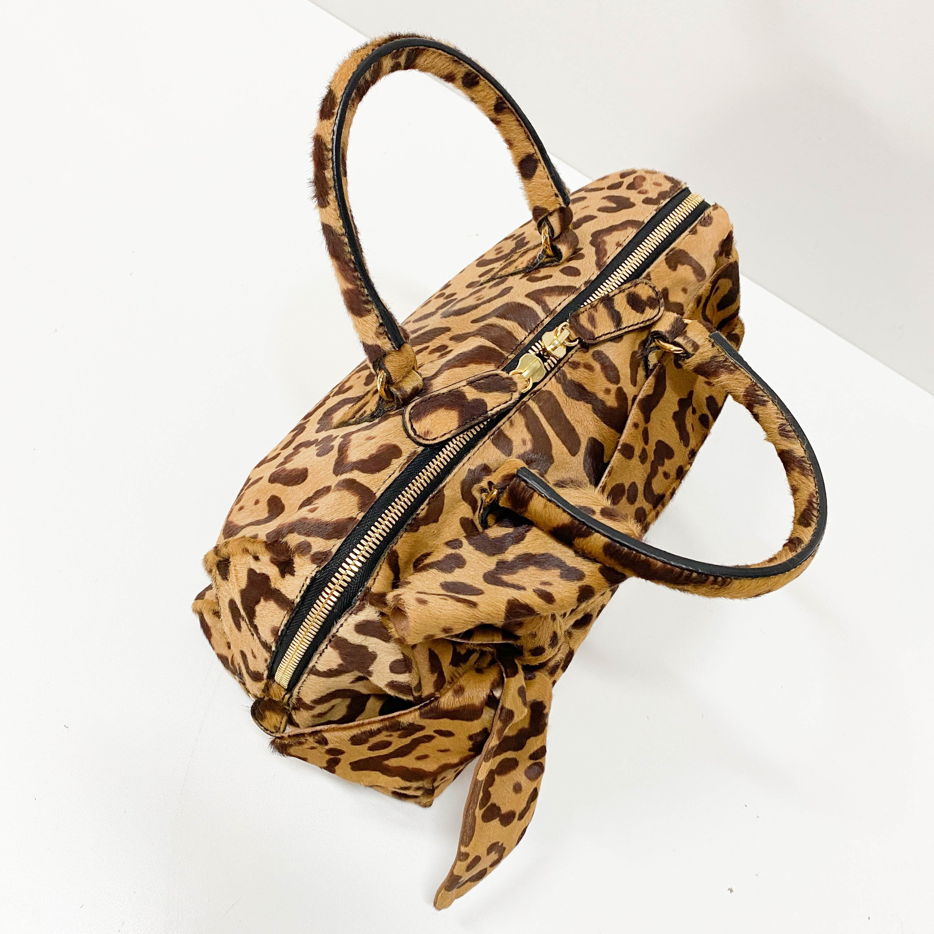 Bow Bag Brown Jaguar Calf Hair Hand Bag