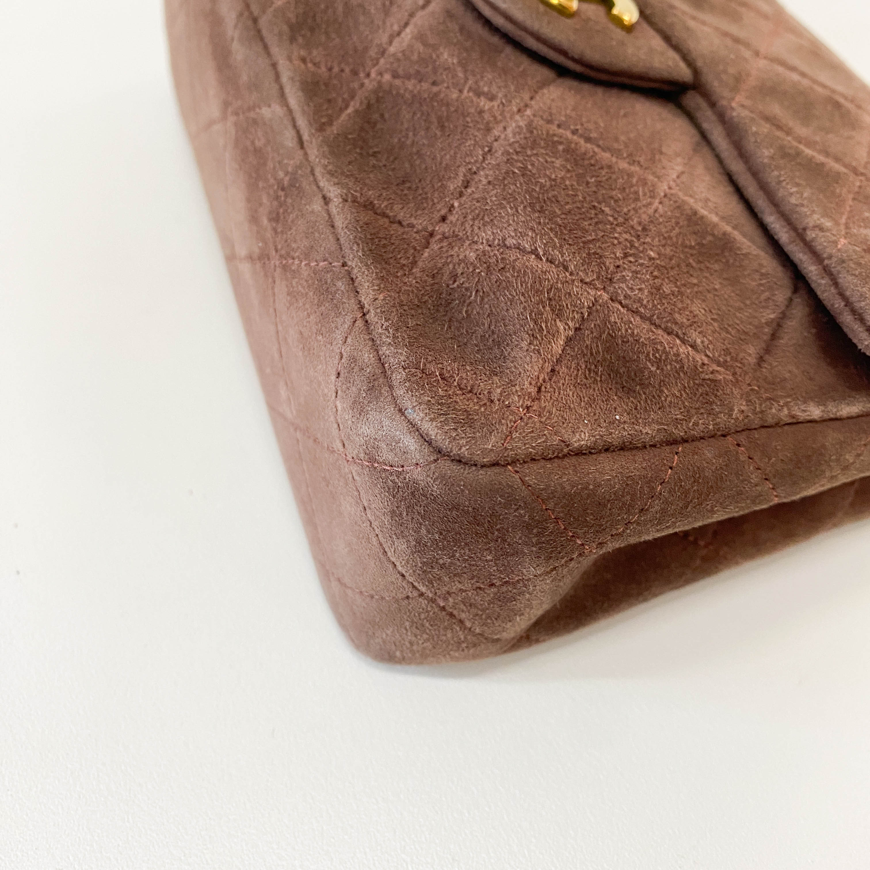 Matelassé Mini Brown Suede Bag