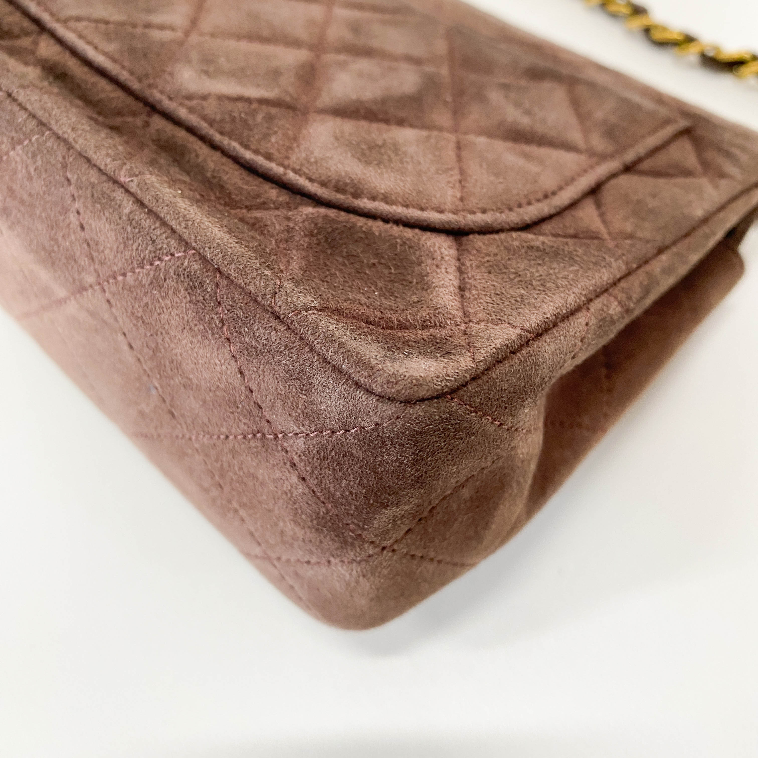 Matelassé Mini Brown Suede Bag