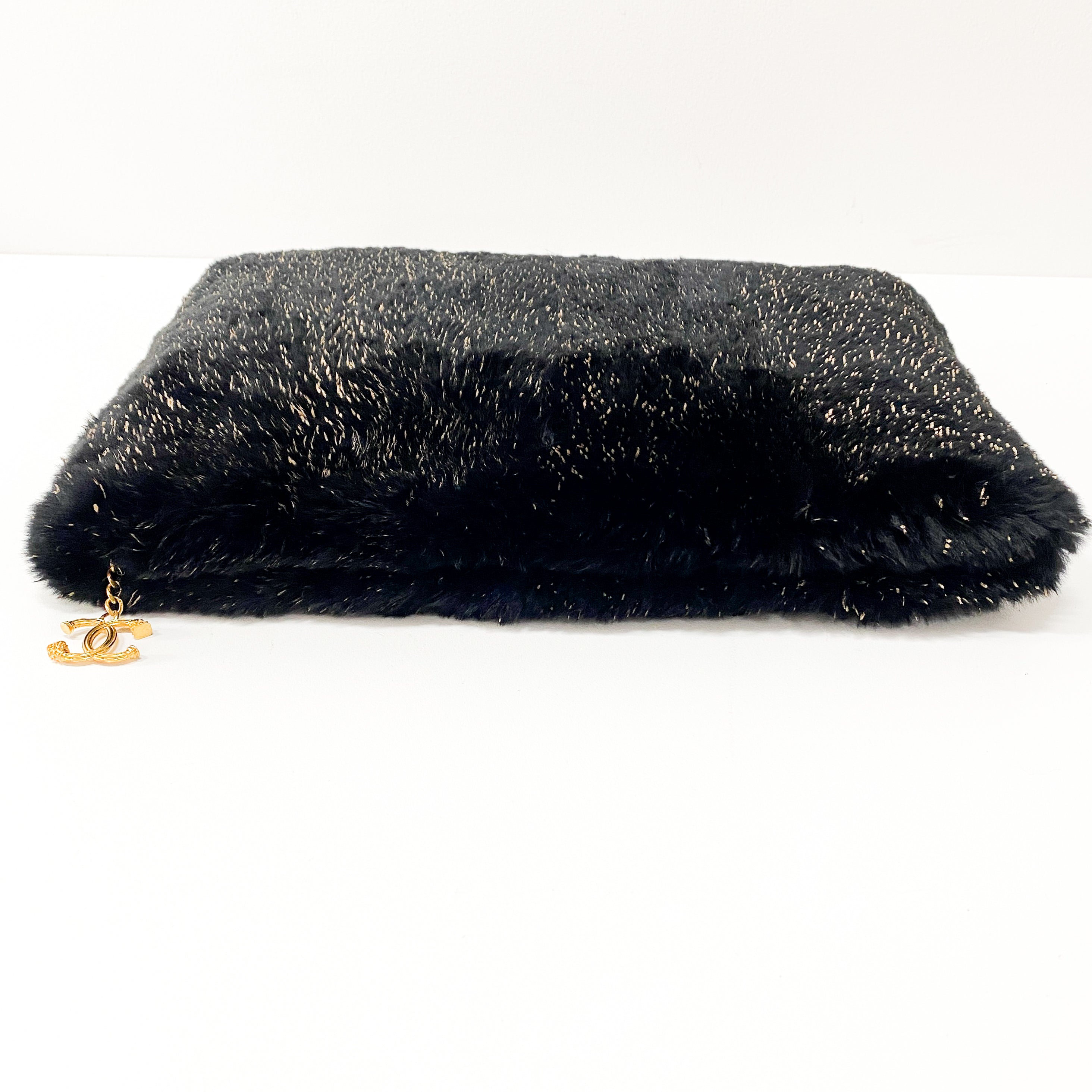 Black Fur Clutch Bag