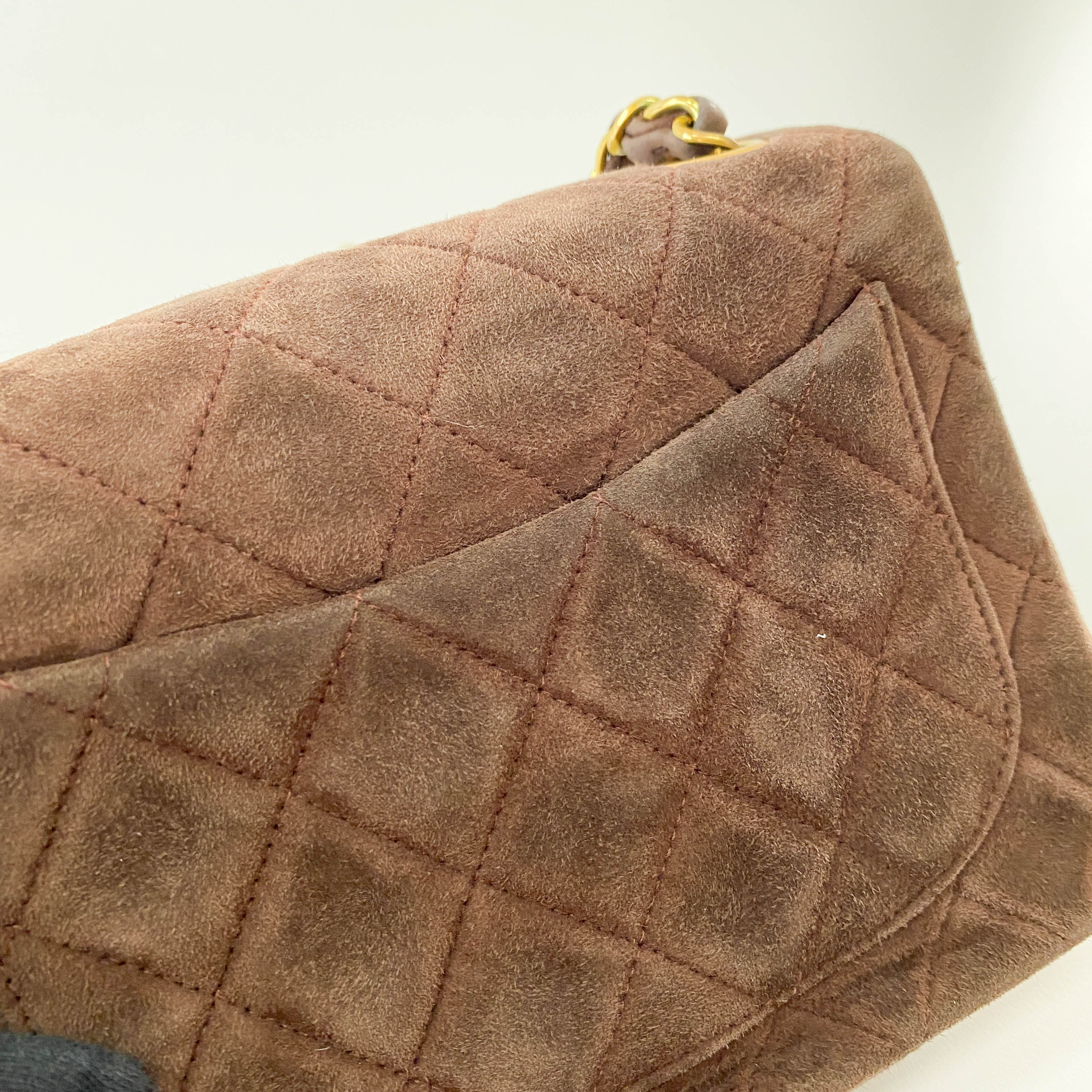 Matelassé Mini Brown Suede Bag