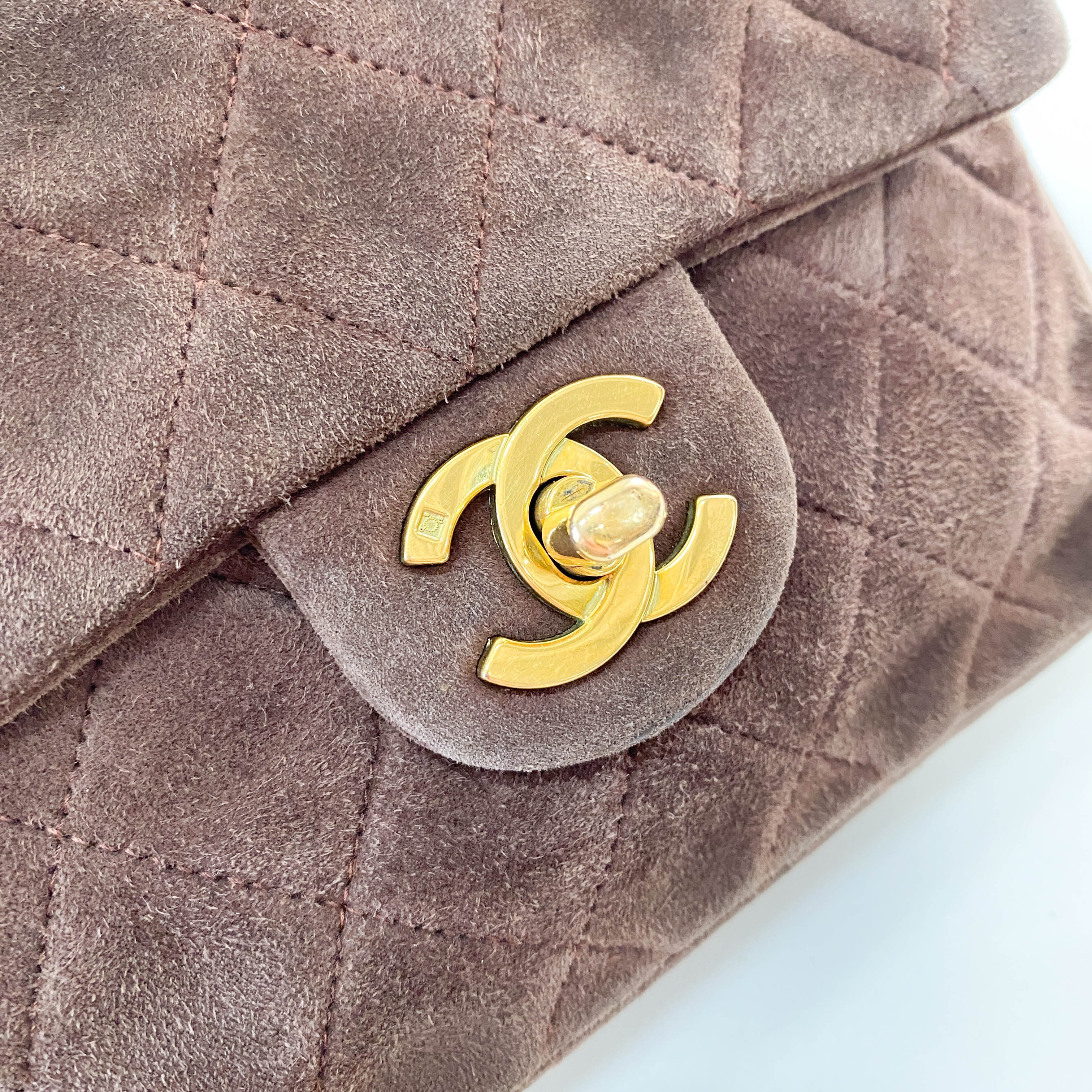 Matelassé Mini Brown Suede Bag