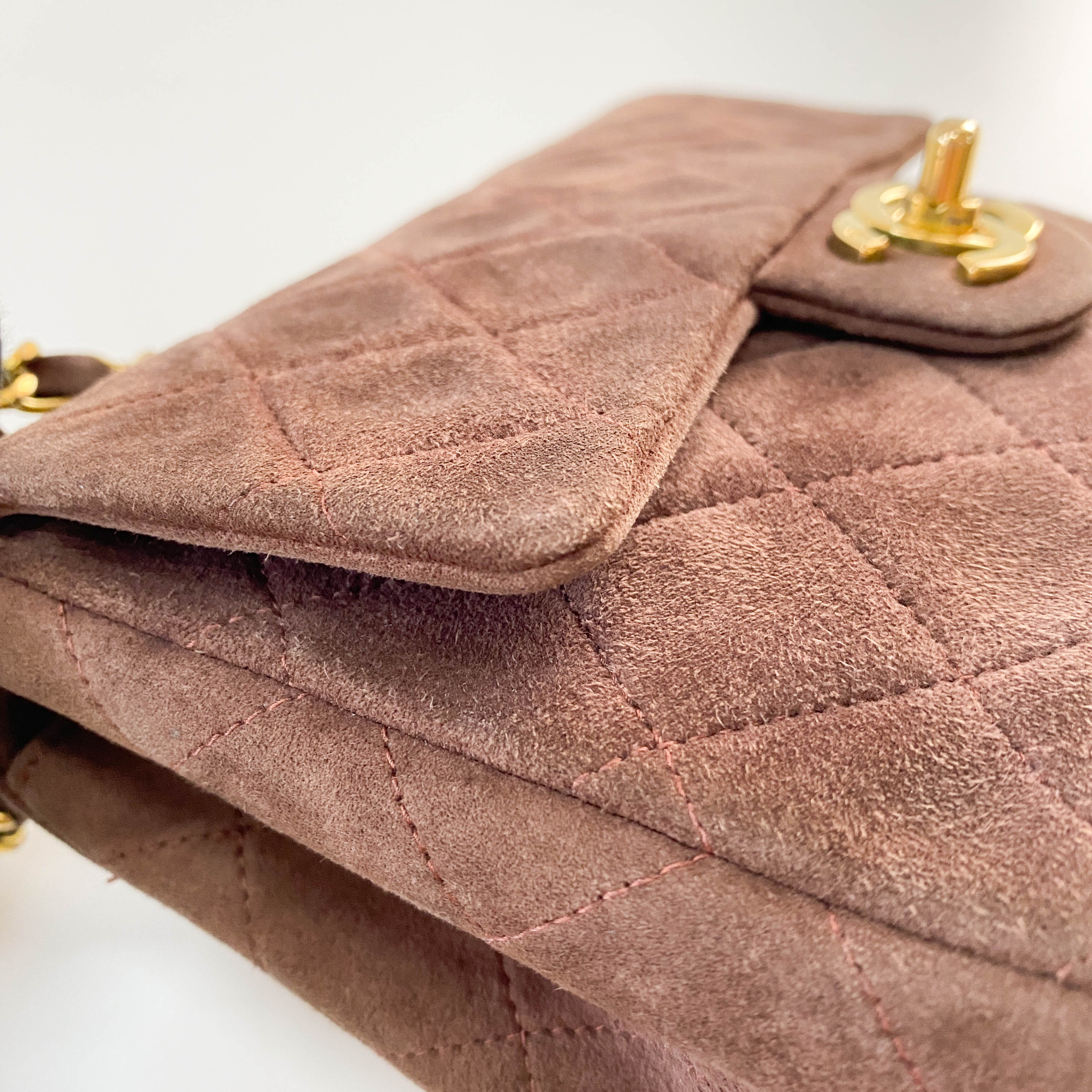 Matelassé Mini Brown Suede Bag