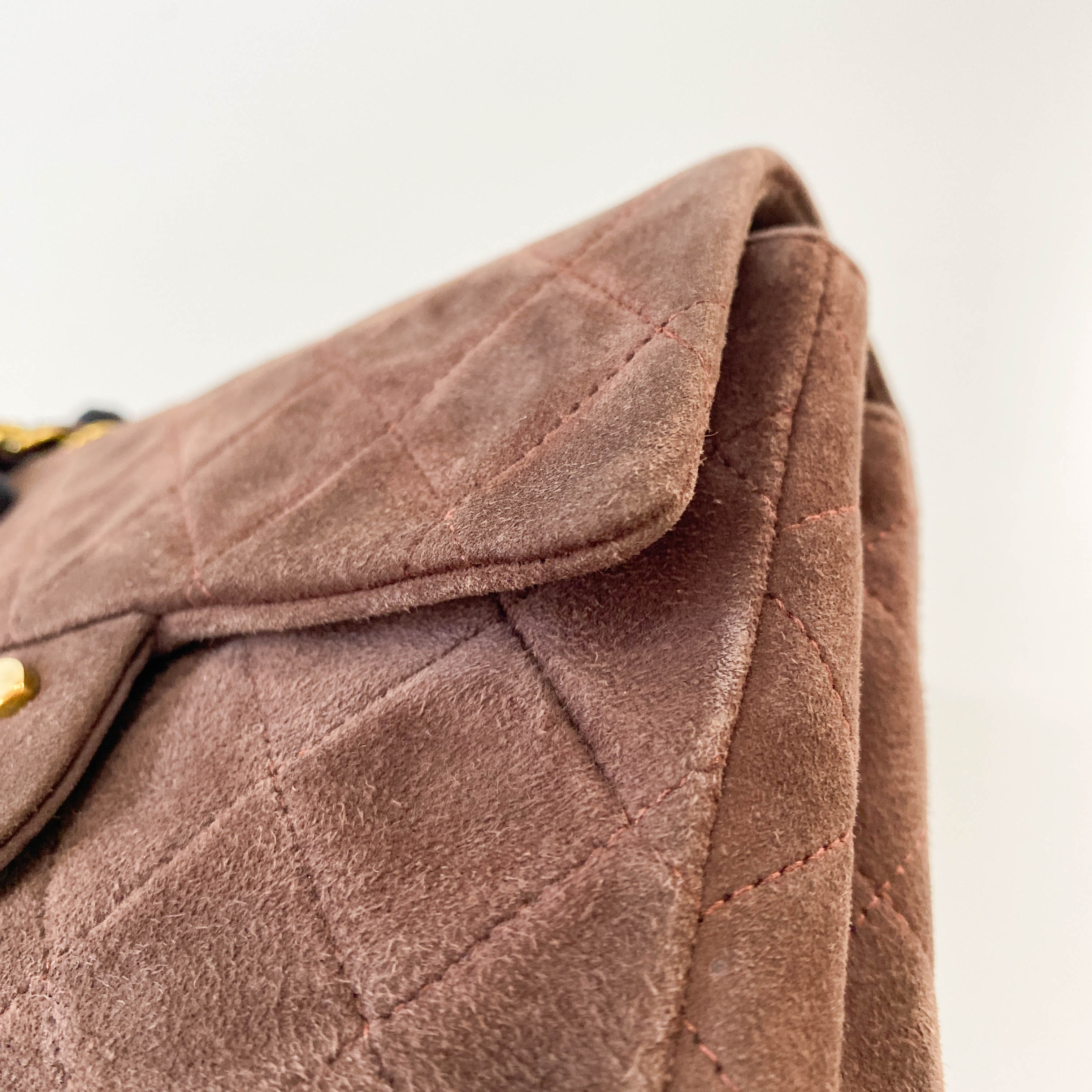 Matelassé Mini Brown Suede Bag