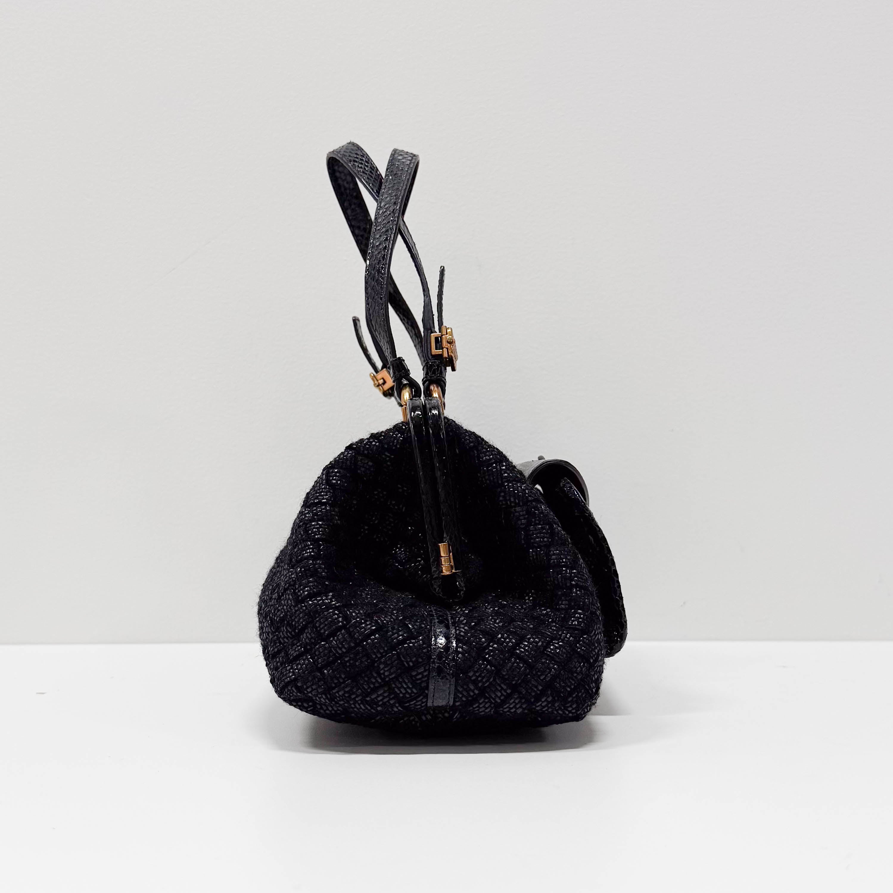Intrecciato Black Suede Handbag