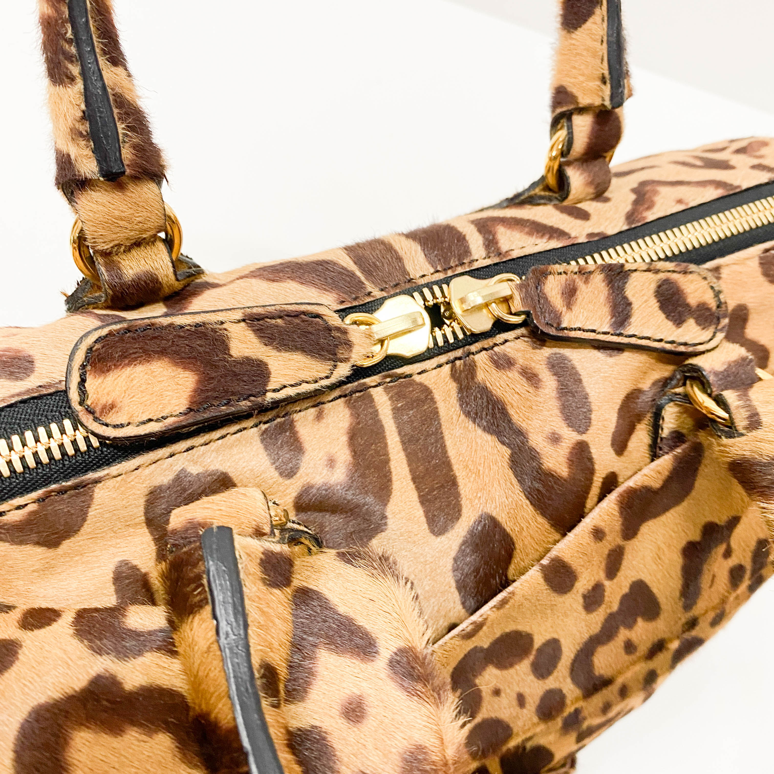 Bow Bag Brown Jaguar Calf Hair Hand Bag