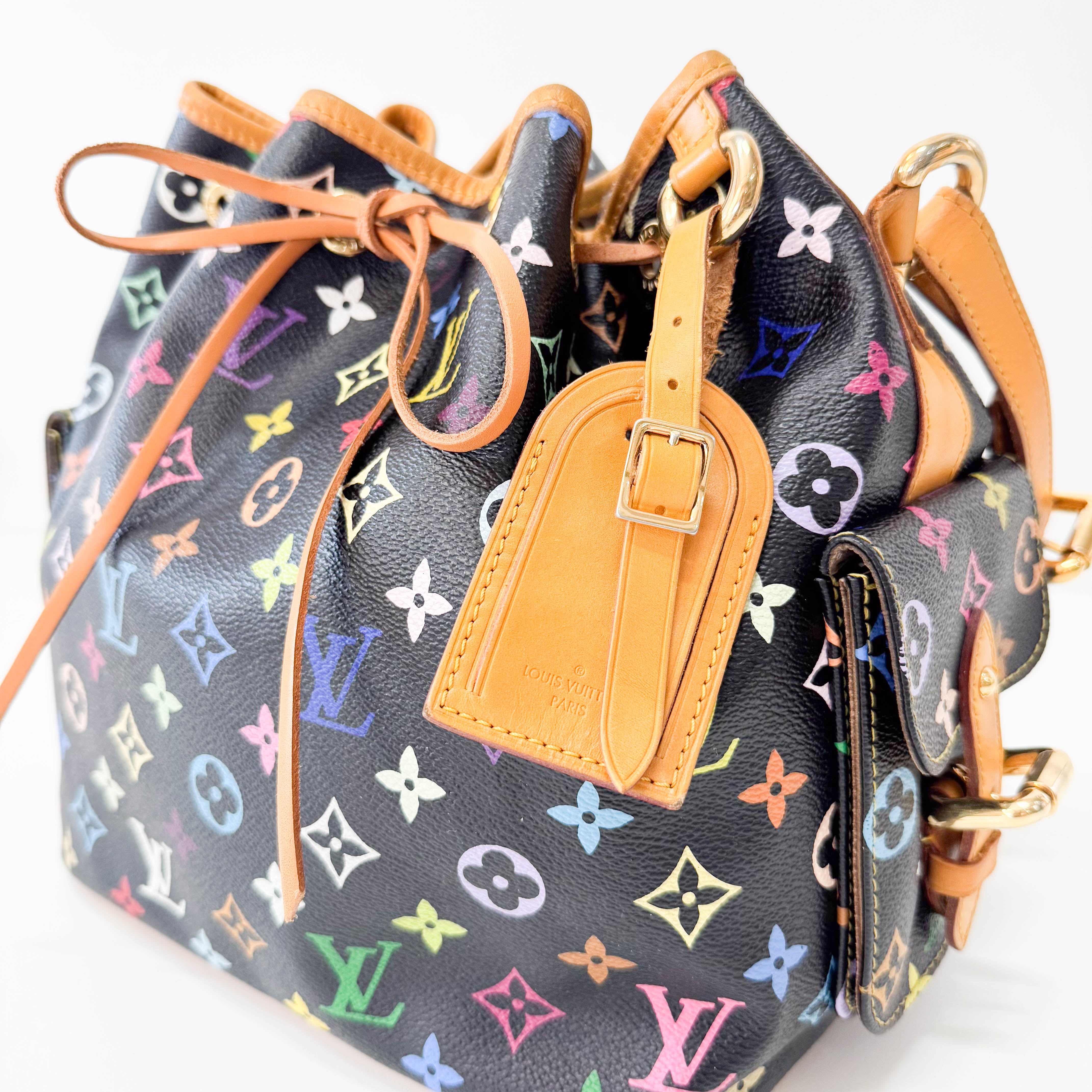 Takashi Murakami Black Monogram Multicolore Canvas Petit Noé