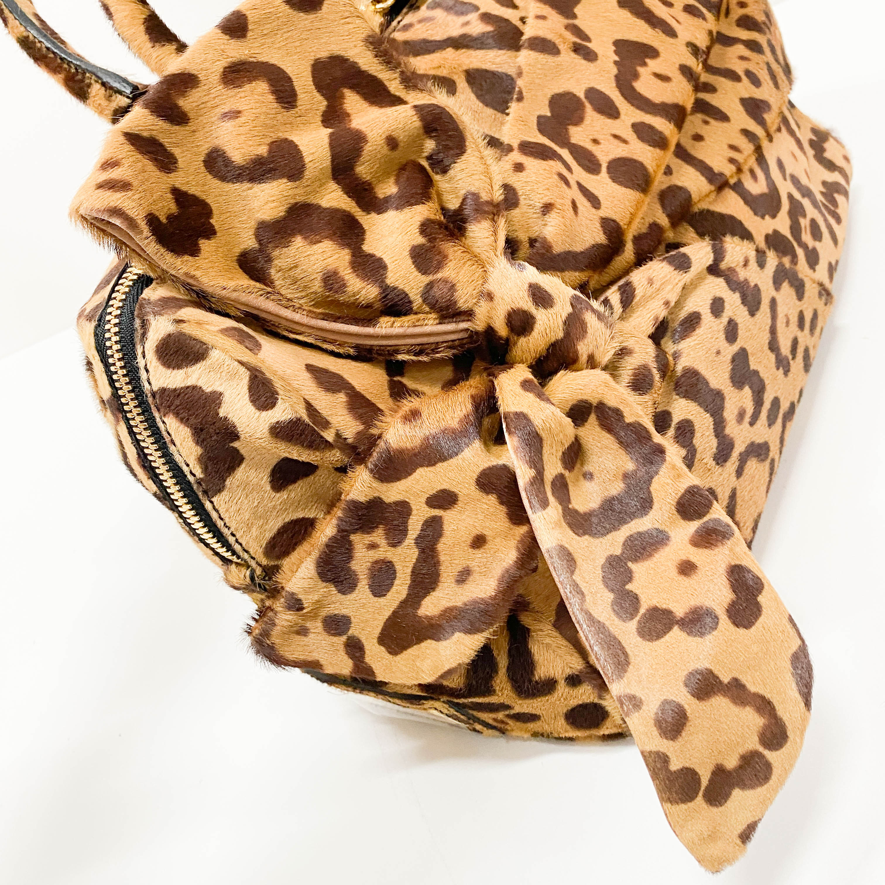 Bow Bag Brown Jaguar Calf Hair Hand Bag