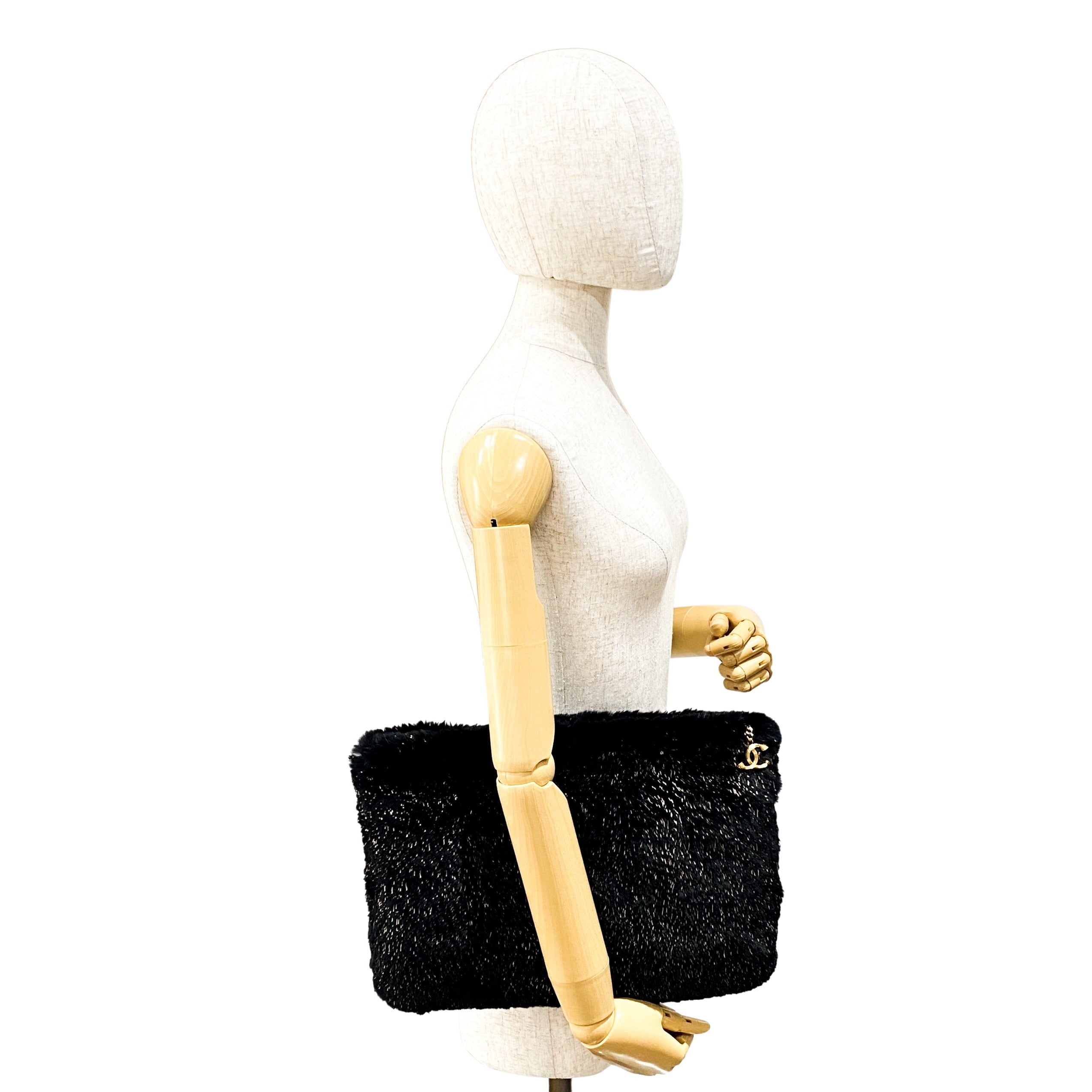 Black Fur Clutch Bag