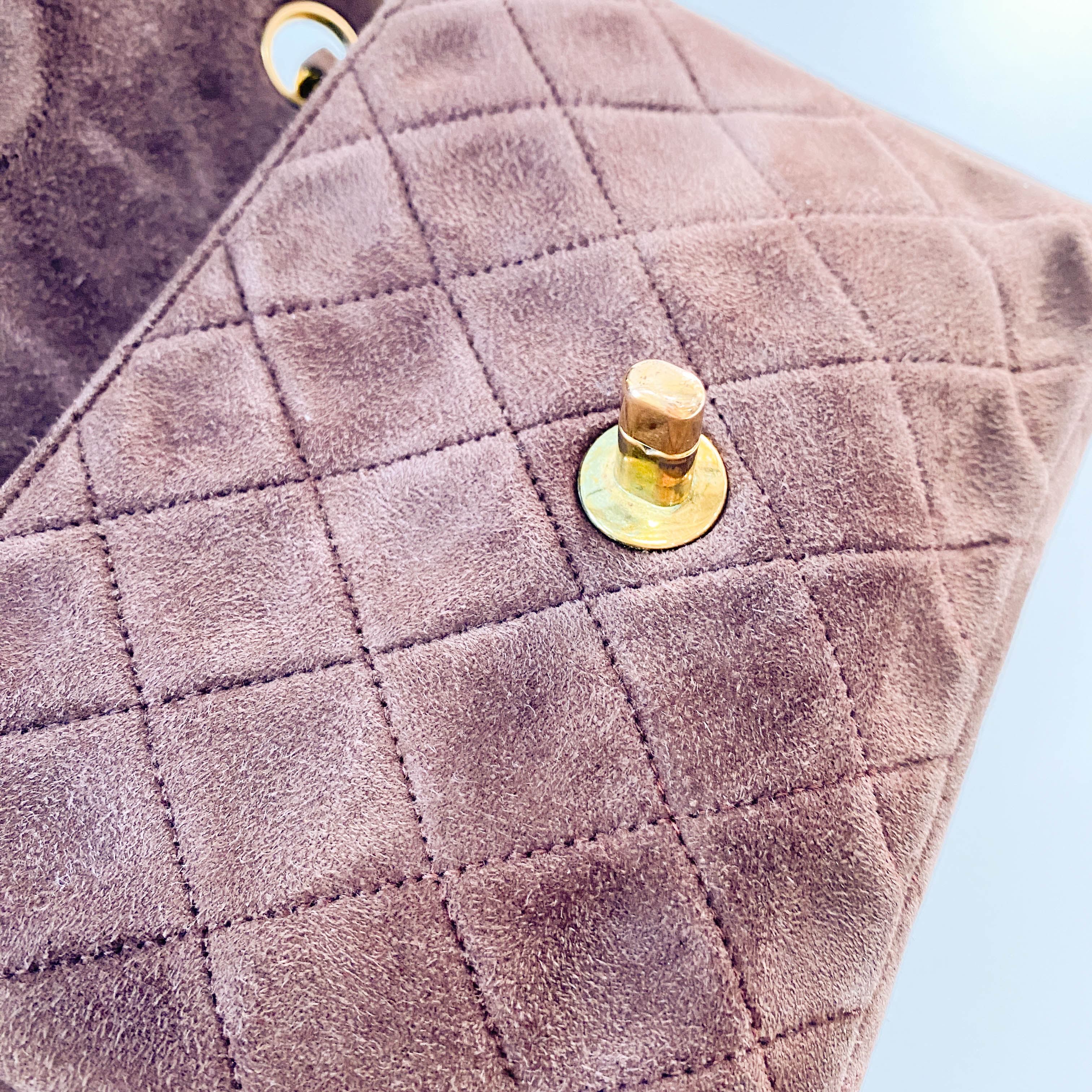 Matelassé Mini Brown Suede Bag