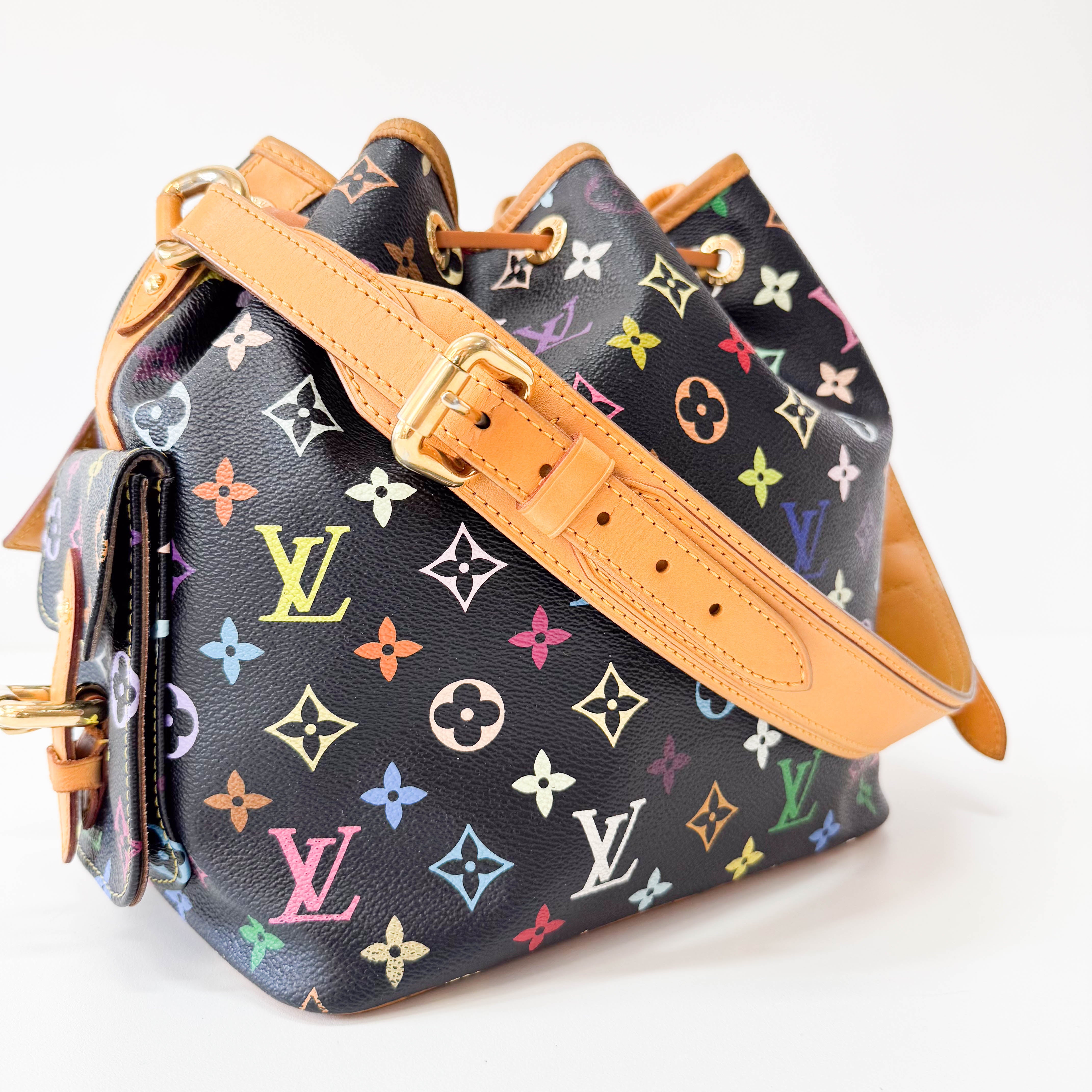 Takashi Murakami Black Monogram Multicolore Canvas Petit Noé