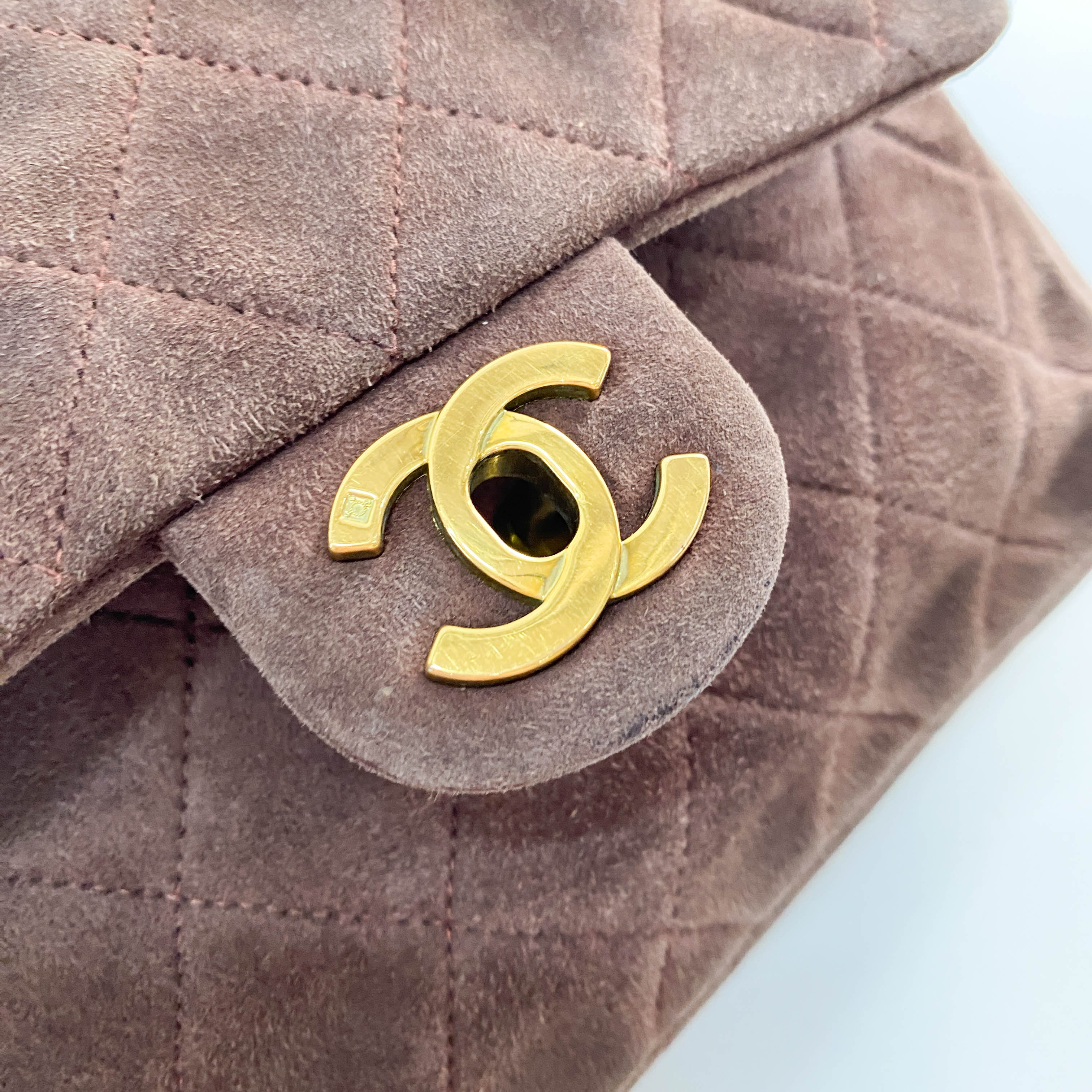 Matelassé Mini Brown Suede Bag