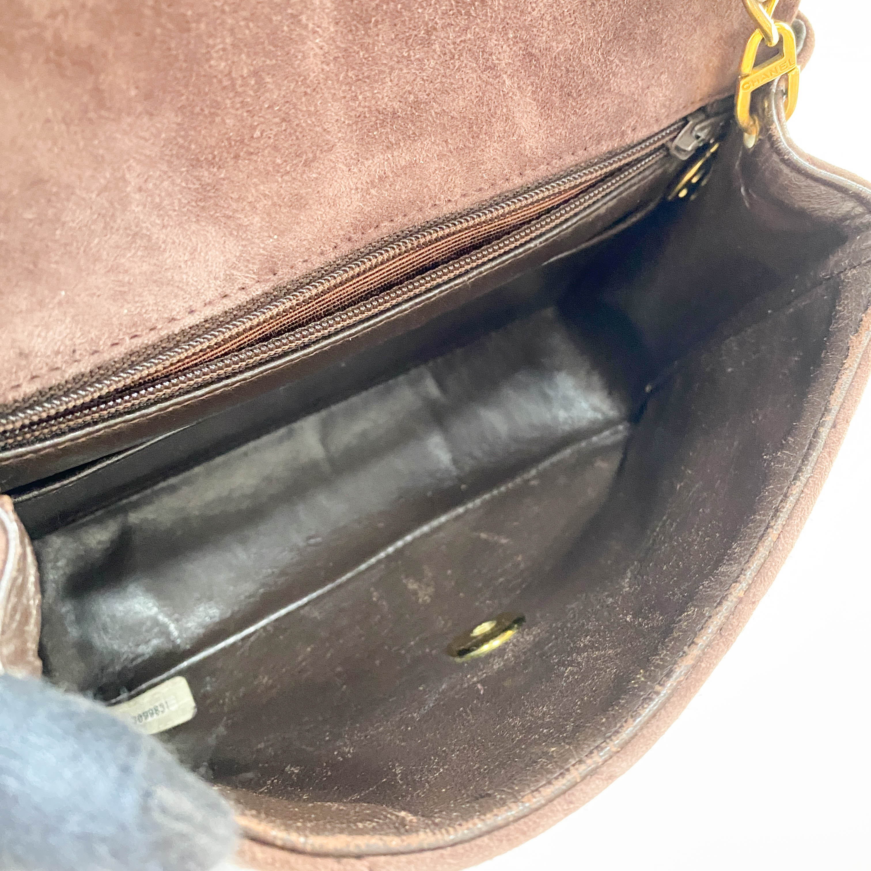 Matelassé Mini Brown Suede Bag