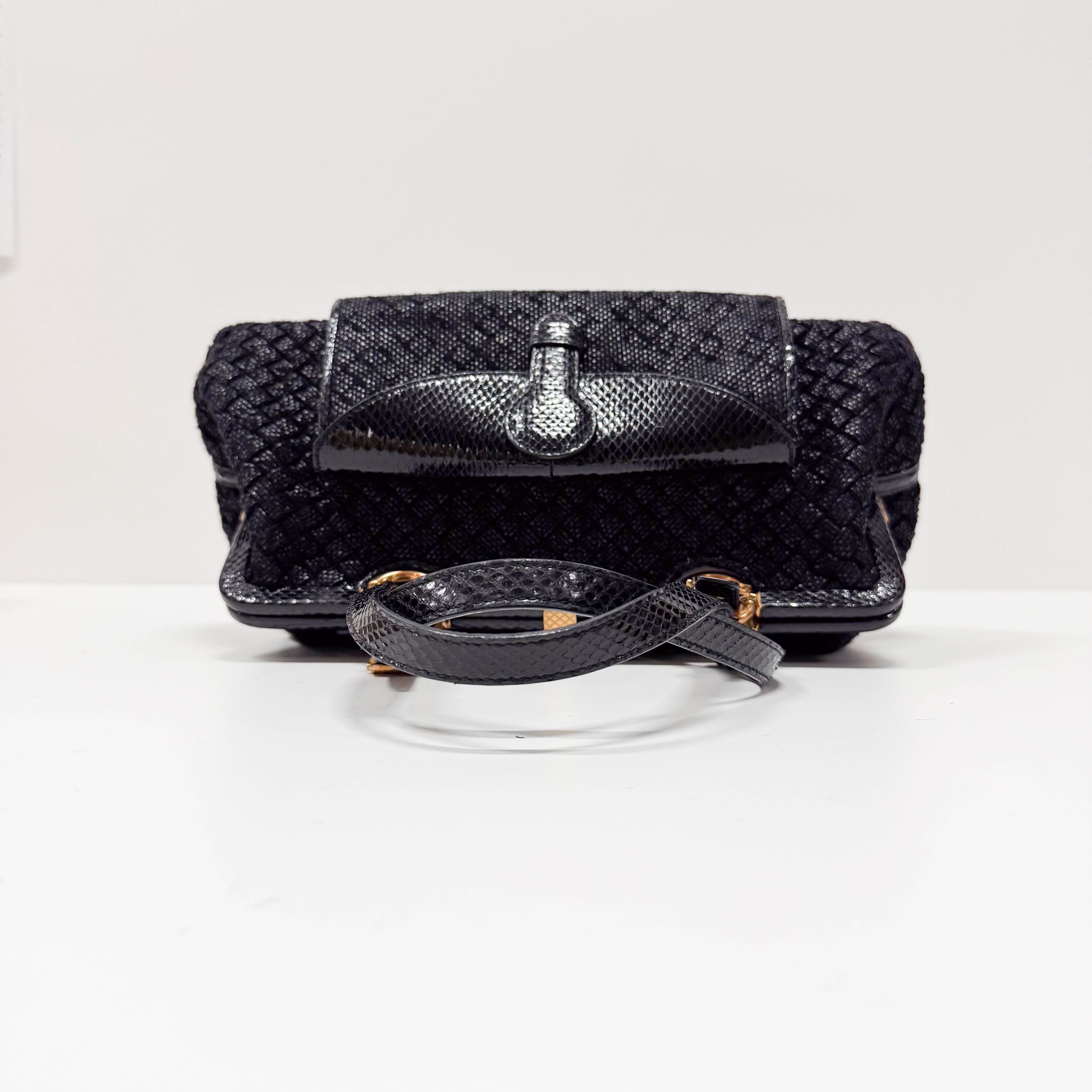 Intrecciato Black Suede Handbag