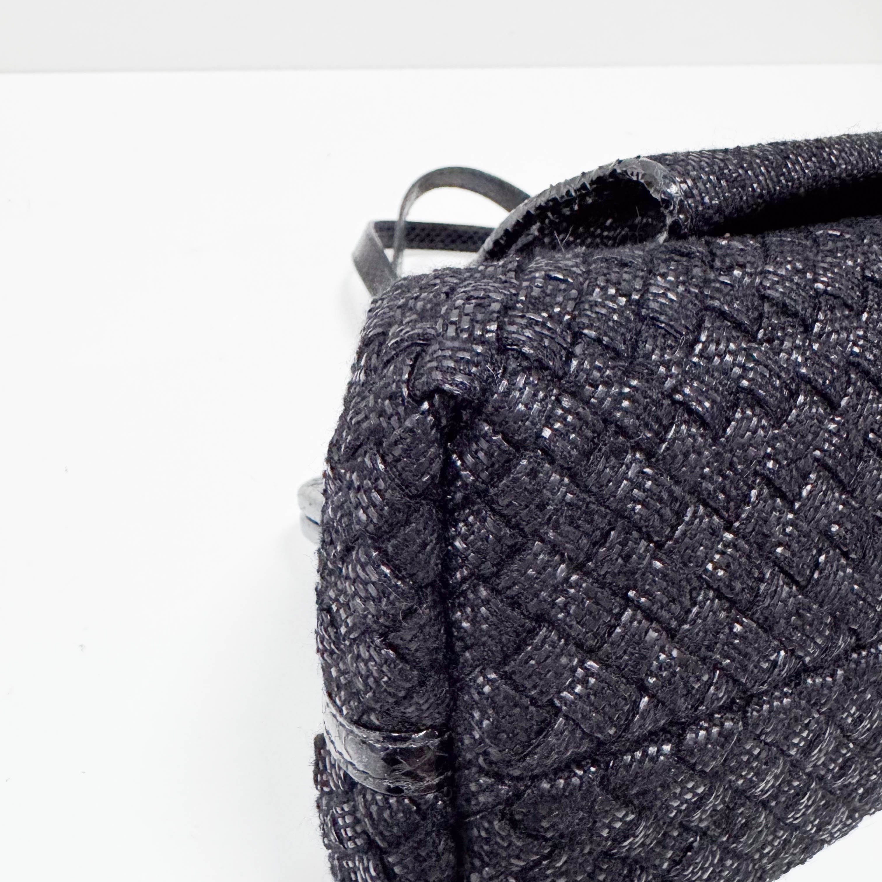 Intrecciato Black Suede Handbag