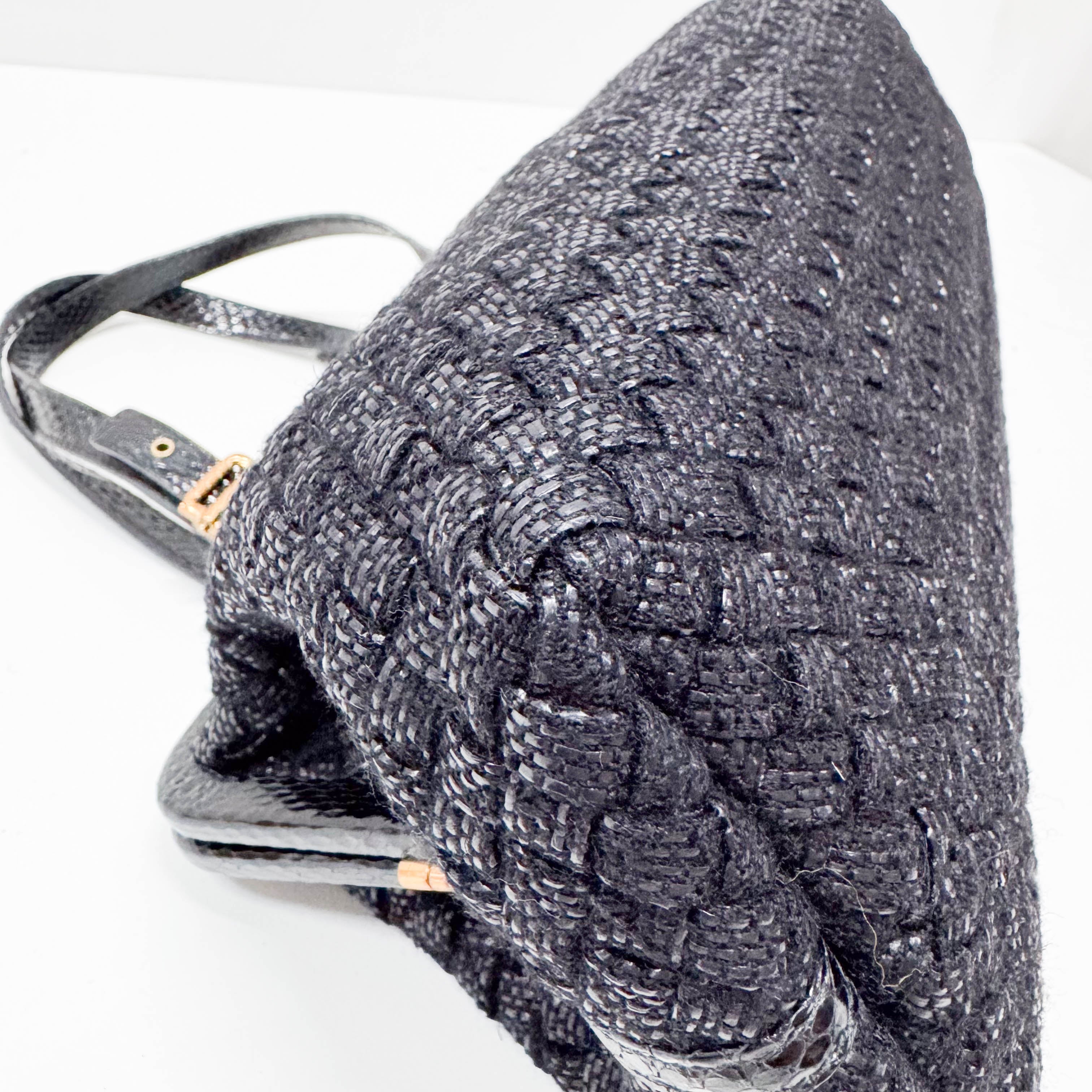 Intrecciato Black Suede Handbag