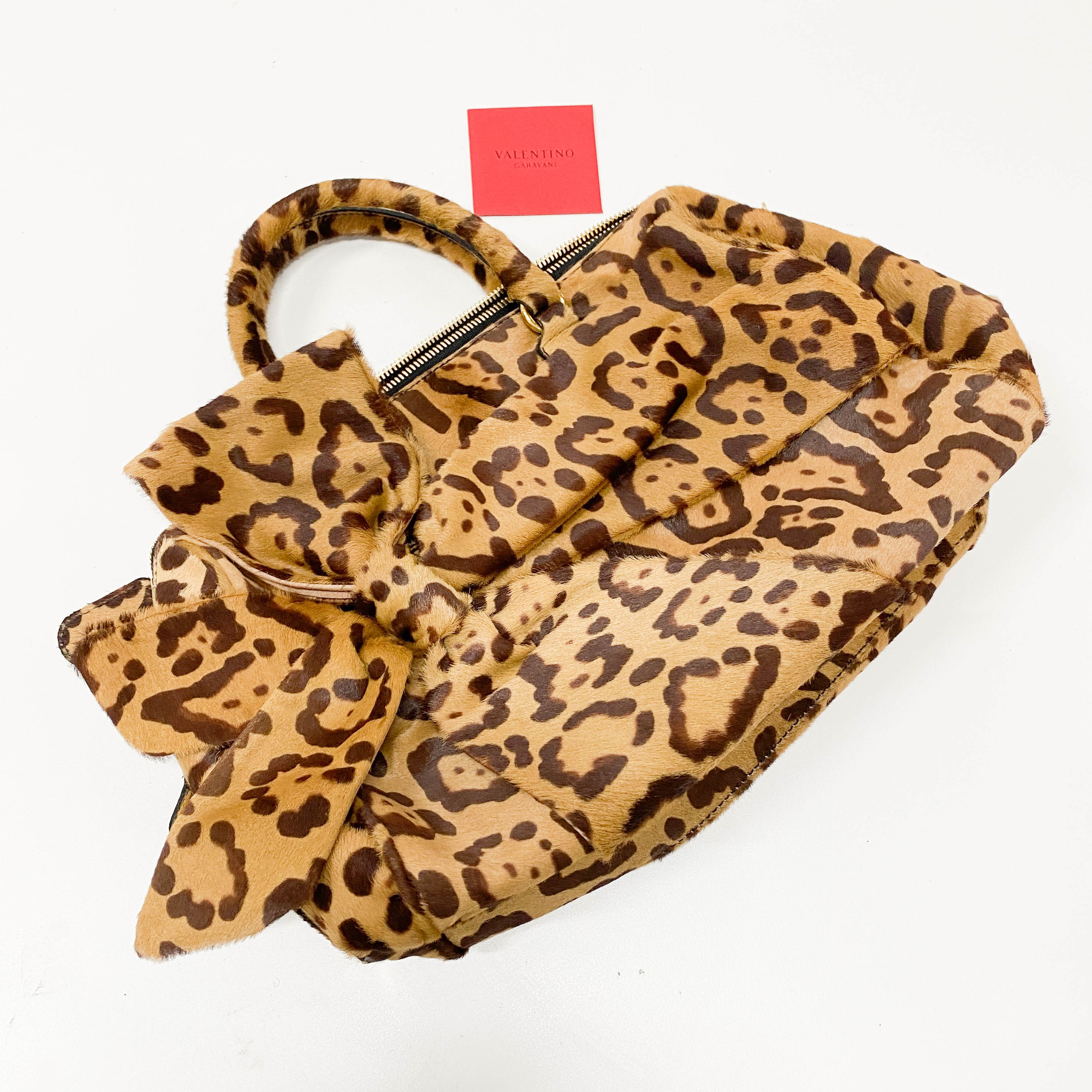 Bow Bag Brown Jaguar Calf Hair Hand Bag