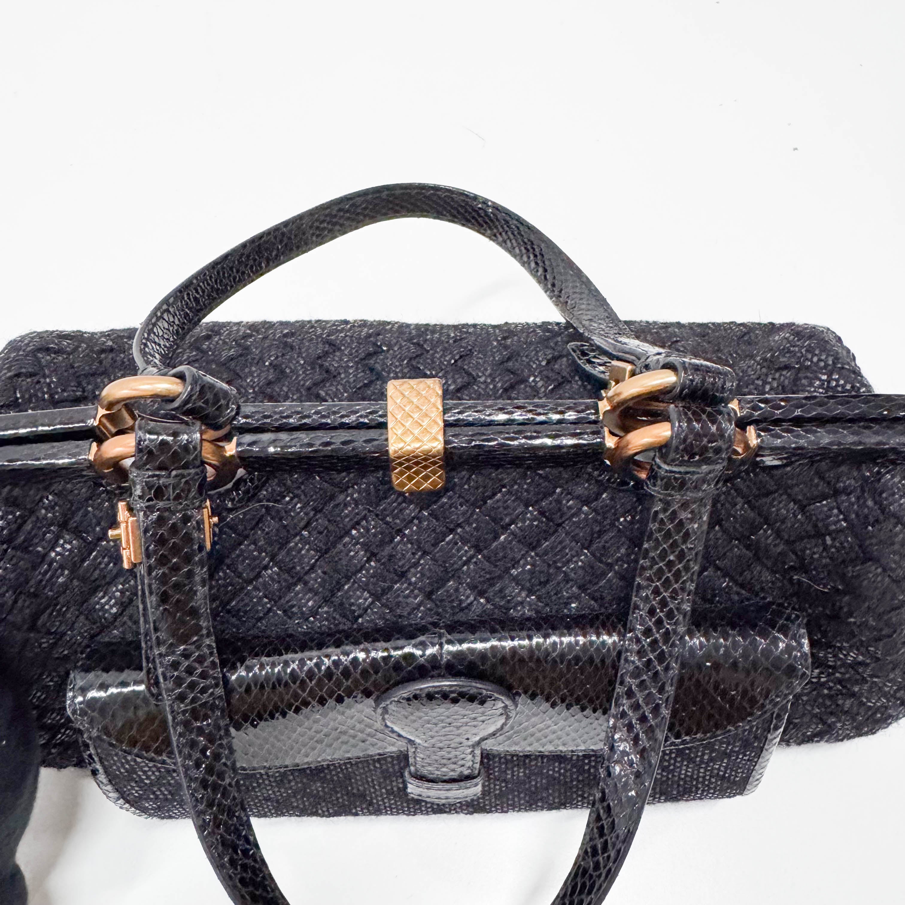 Intrecciato Black Suede Handbag