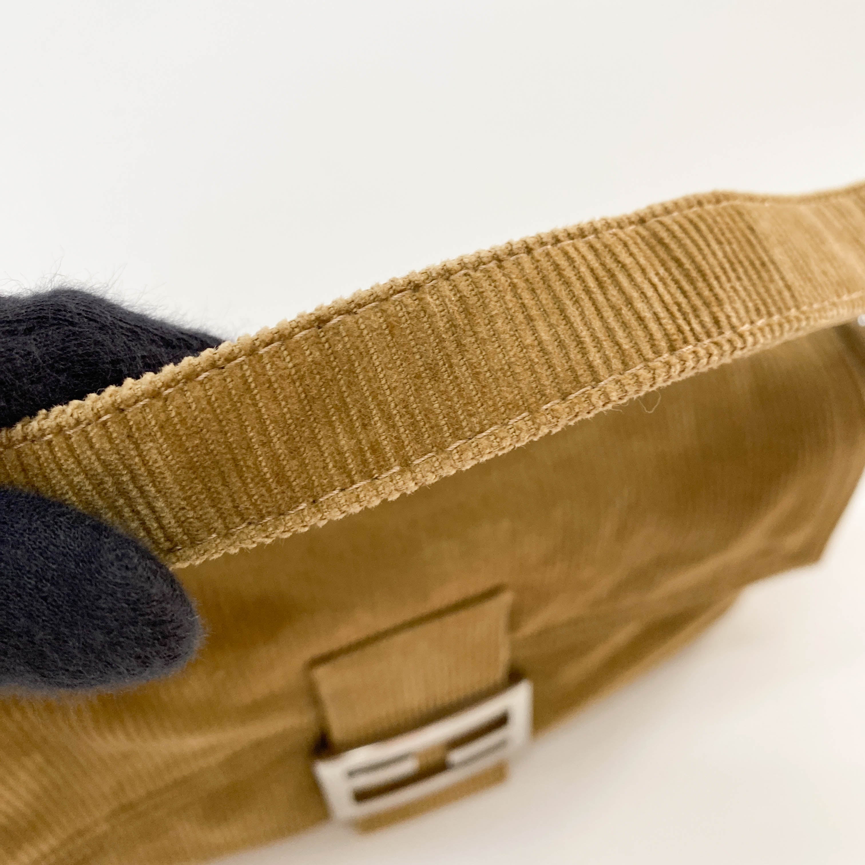 Baguette Khaki Corduroy Shoulder Bag