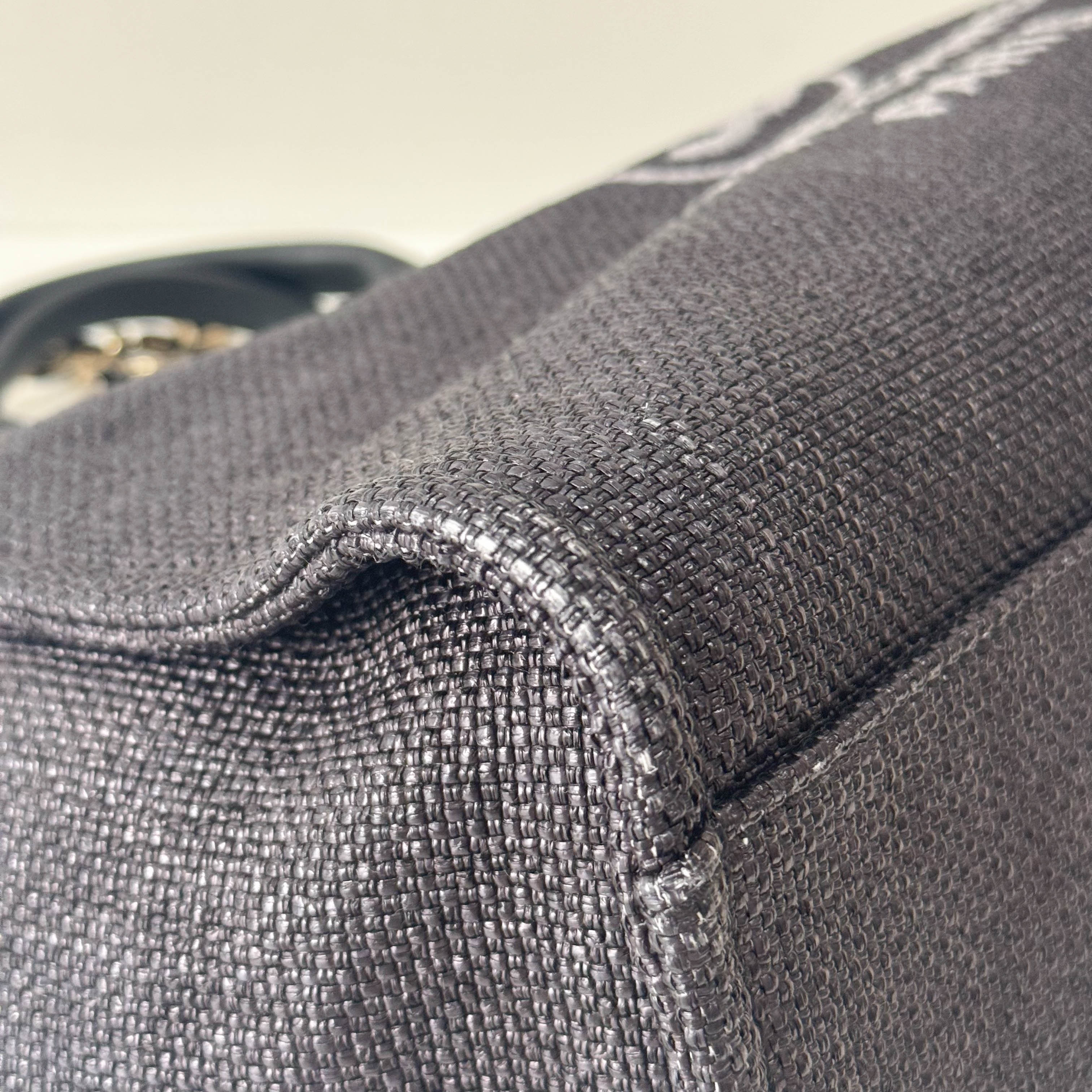 Deauville Black Straw CC Logo Two Way Bag