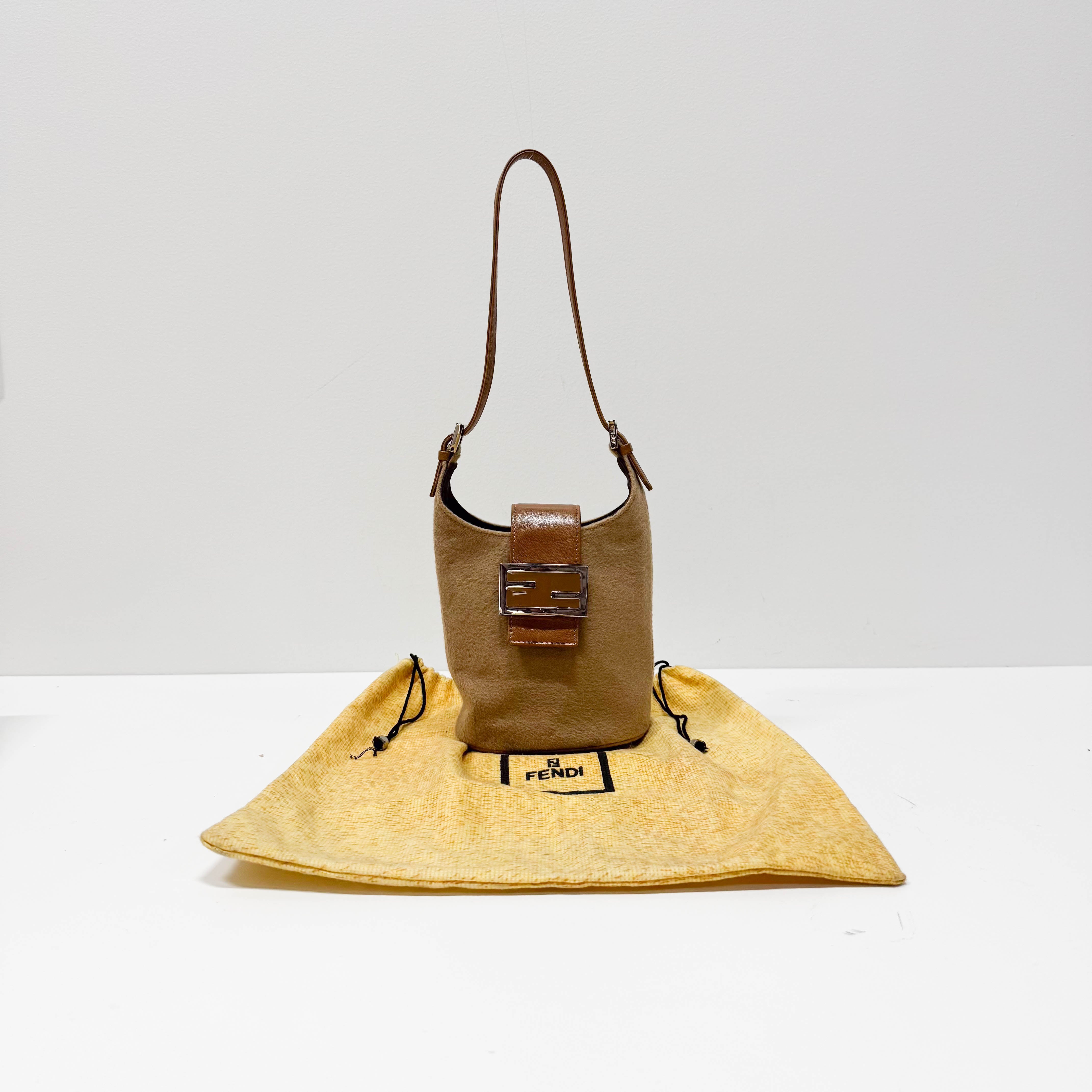 Beige Cashmere Hobo Shoulder Bag