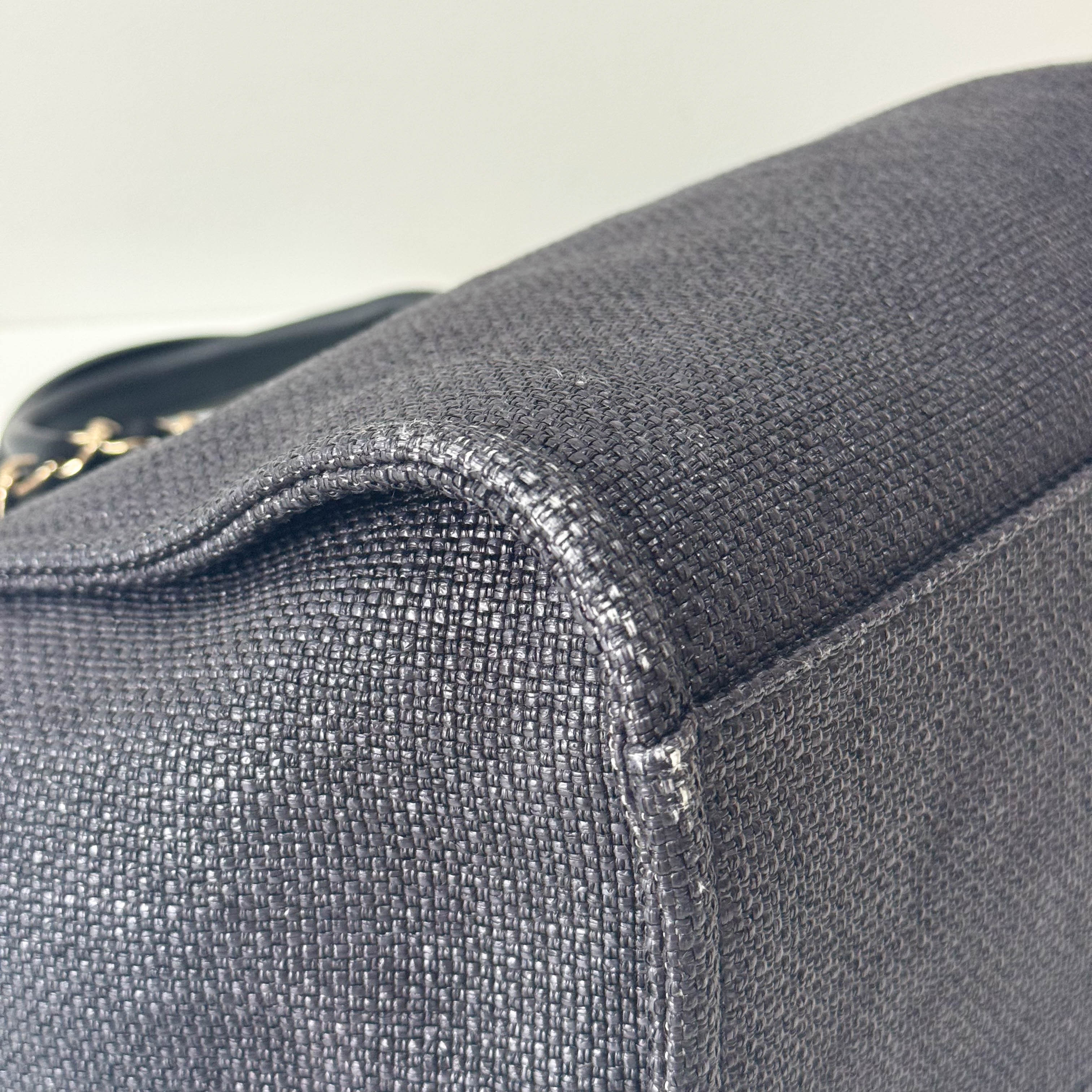 Deauville Black Straw CC Logo Two Way Bag