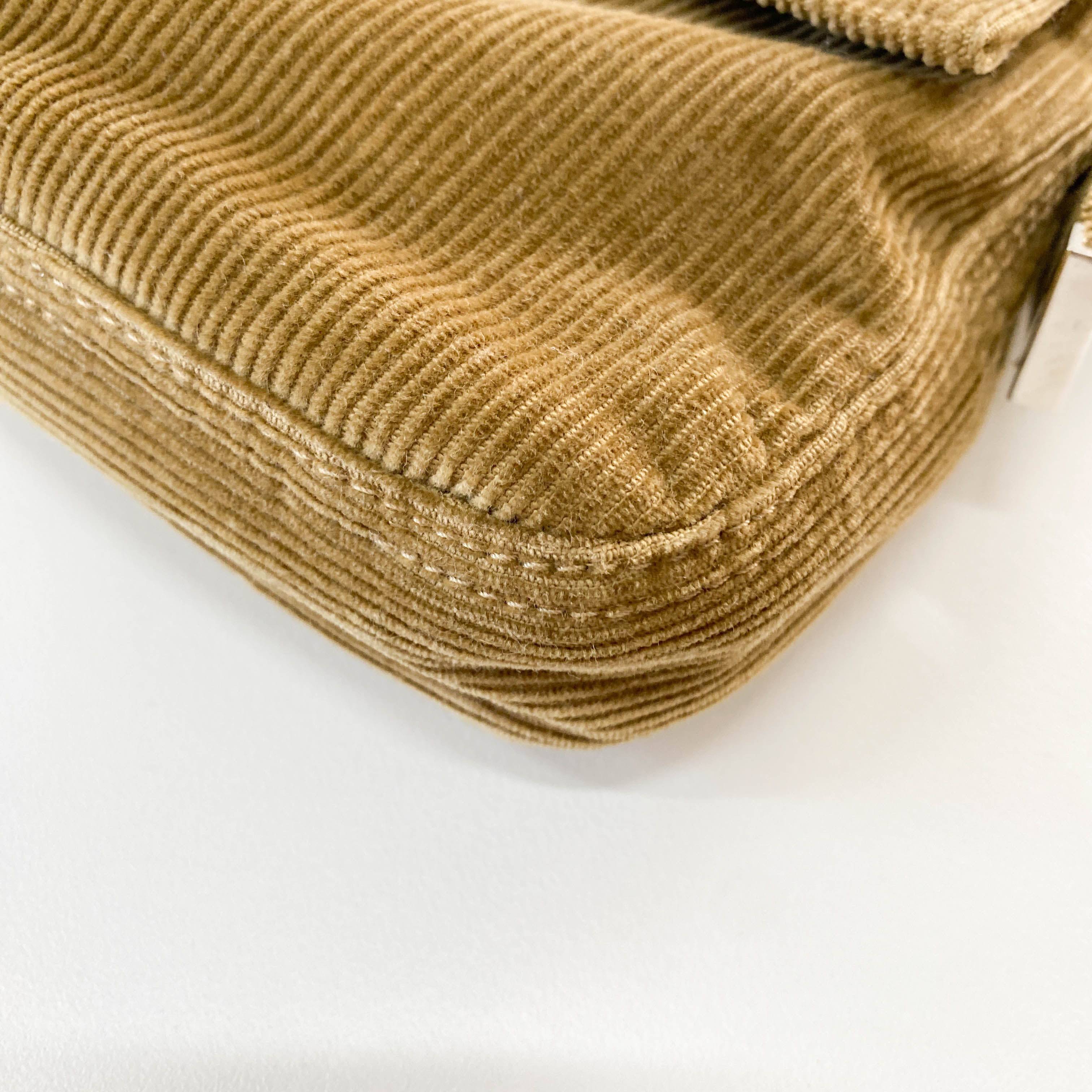 Baguette Khaki Corduroy Shoulder Bag