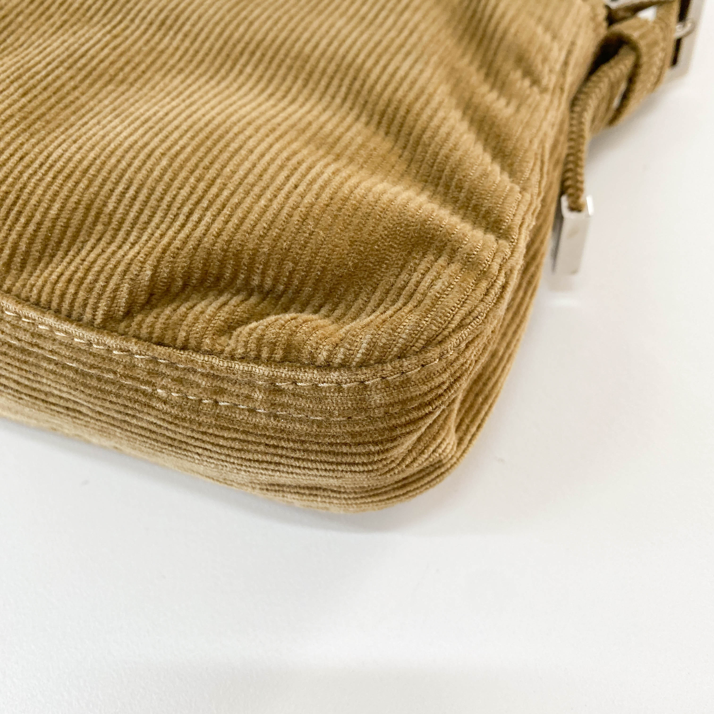 Baguette Khaki Corduroy Shoulder Bag