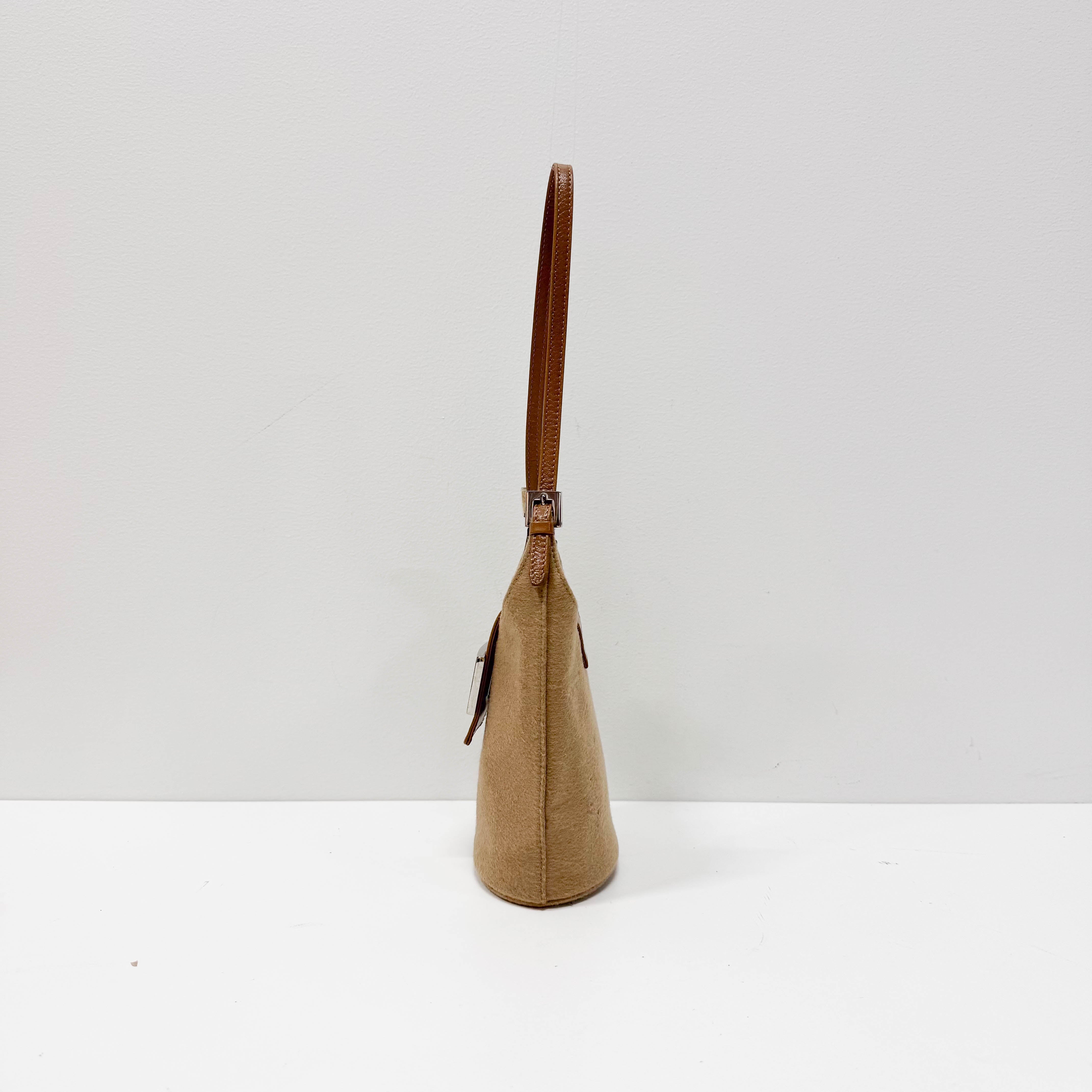 Beige Cashmere Hobo Shoulder Bag